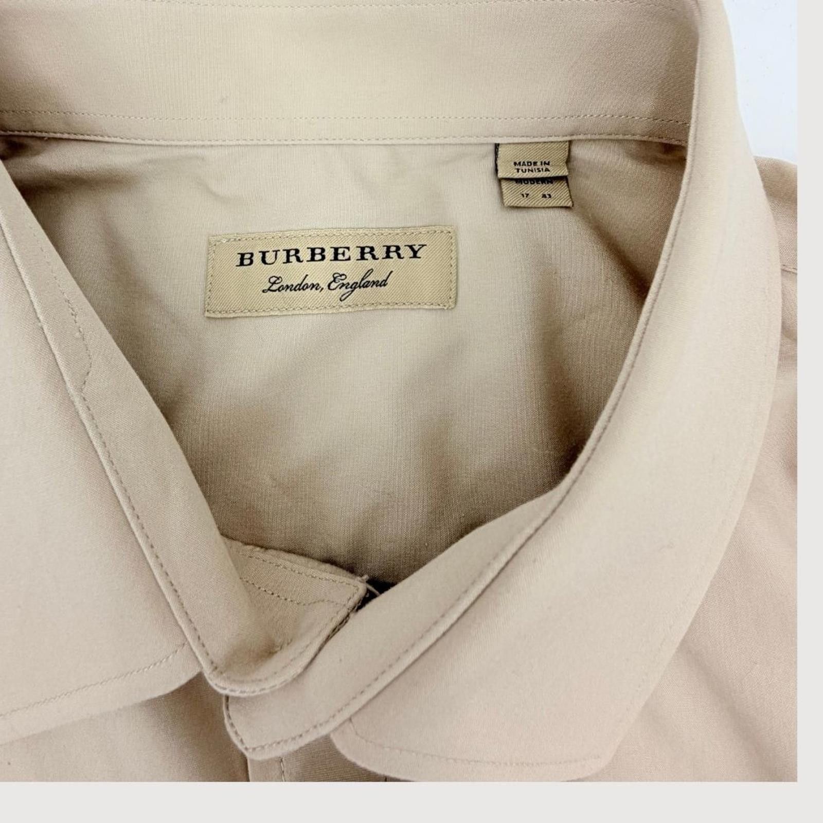 Other Burberry London Beige Cotton Dress Shirt Minimal Logo Size US XL / EU 56 / 4 - 5 Thumbnail