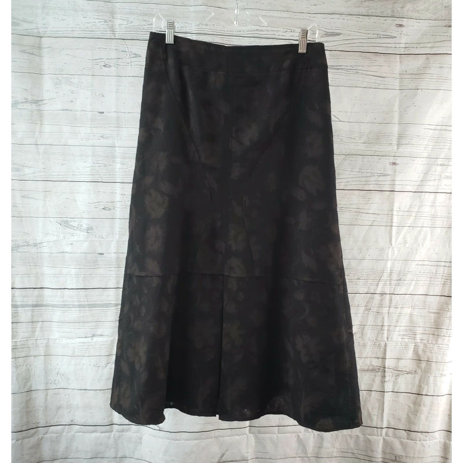 J. Jill VINTAGE J Jill Skirt Womens 8P Petite Midi A-Line Floral Wool Blend Black Brown Size 8P Womens Size 30" / US 8 / IT 44 - 2 Thumbnail