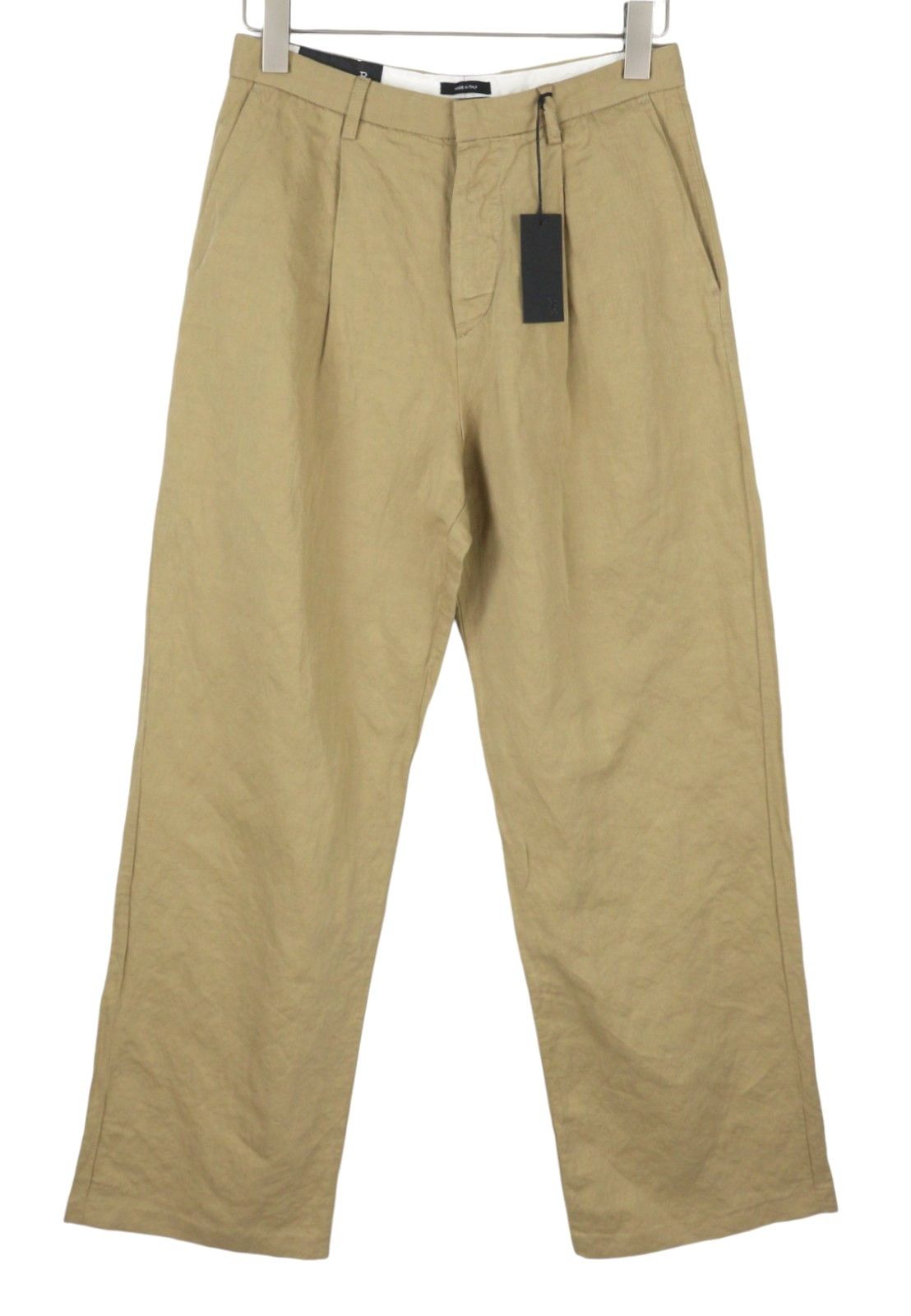 R13 WIDE LEG 25 Khaki Linen Blend Pleated Button Fly 87787 Size 25" / US 0 / IT 36 - 2 Thumbnail