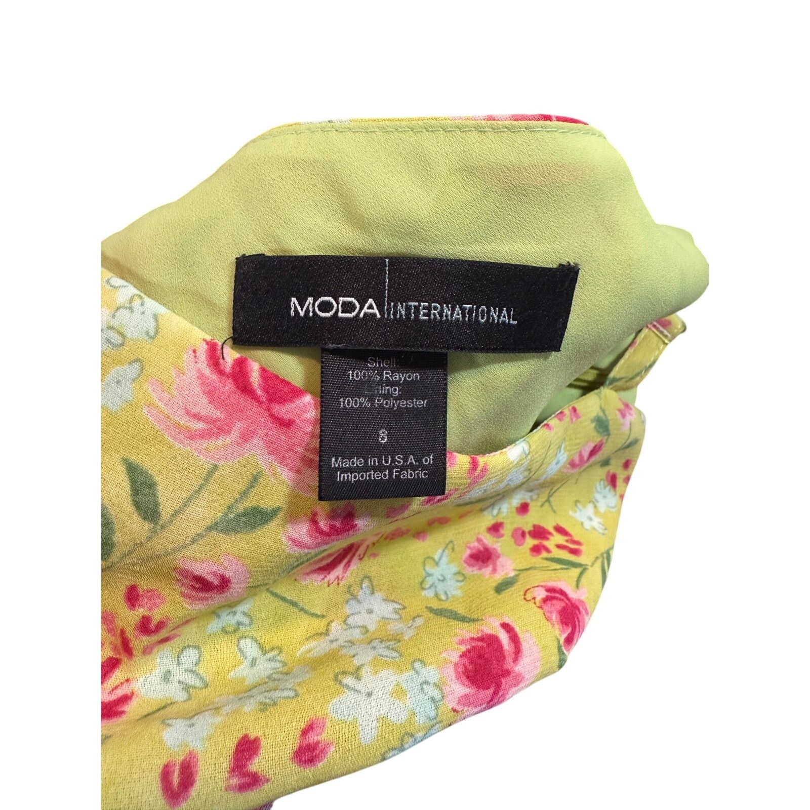 Vintage Vintage Y2K Moda International Yellow Floral Dress Size M / US 6-8 / IT 42-44 - 6 Thumbnail