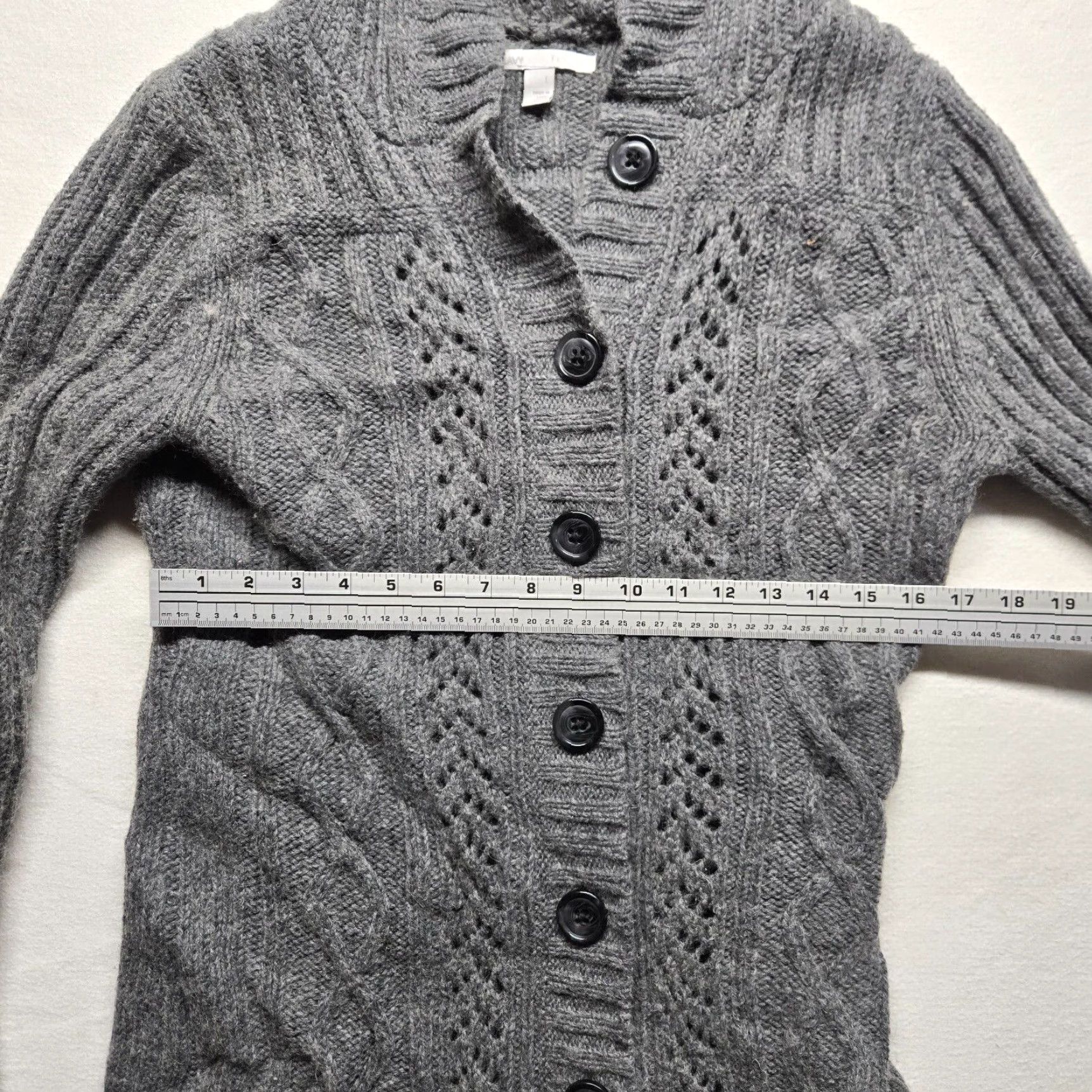 Old Navy Old Navy Sweater Gray Wool Blend V Neck Cable Knit Hoodie Large Womens Size L / US 10 / IT 46 - 5 Thumbnail