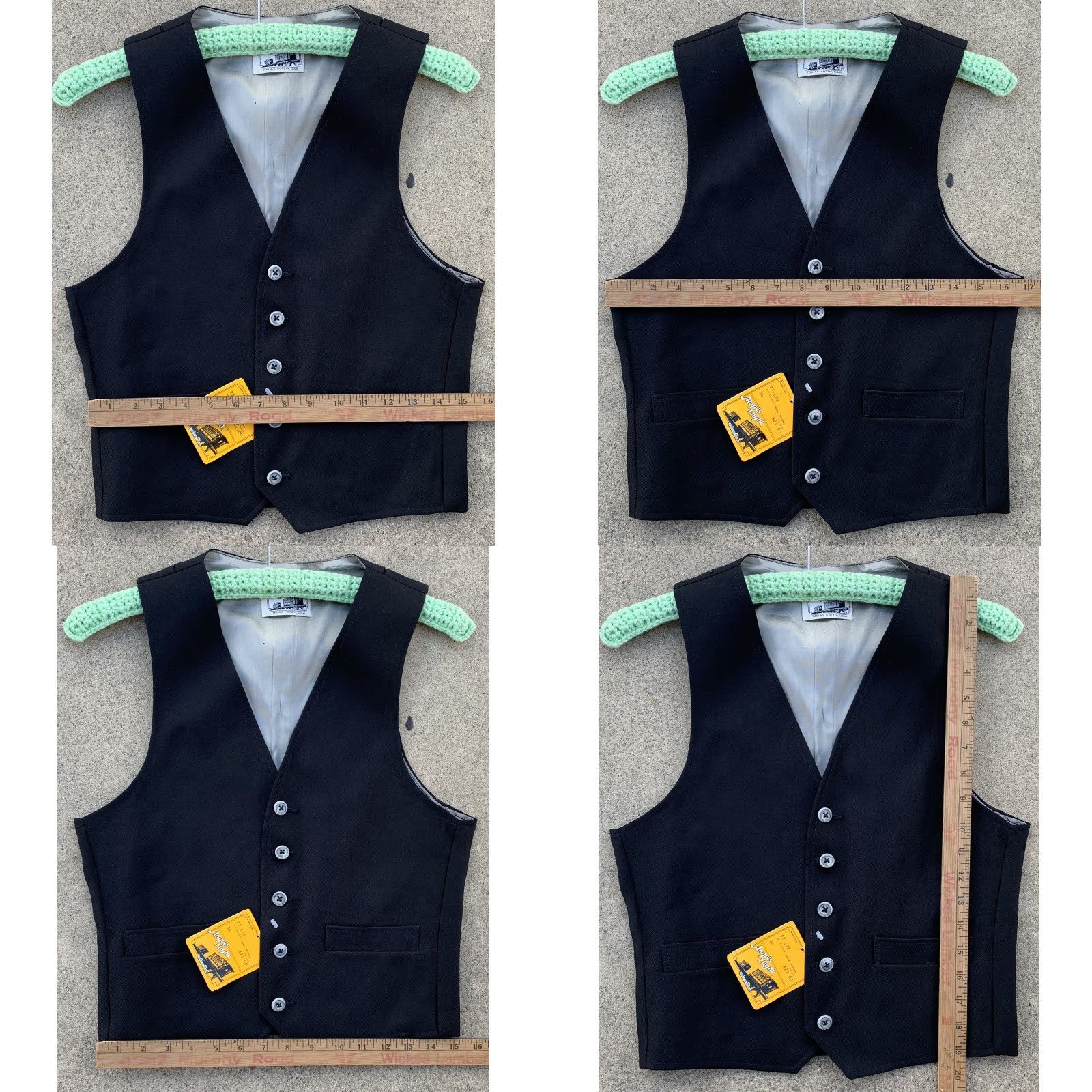 Vintage VINTAGE Angels FlightVest Mens 36 Black USA 70s 80s disco button lining holes tag original Size US XXS / EU 40 - 8 Thumbnail
