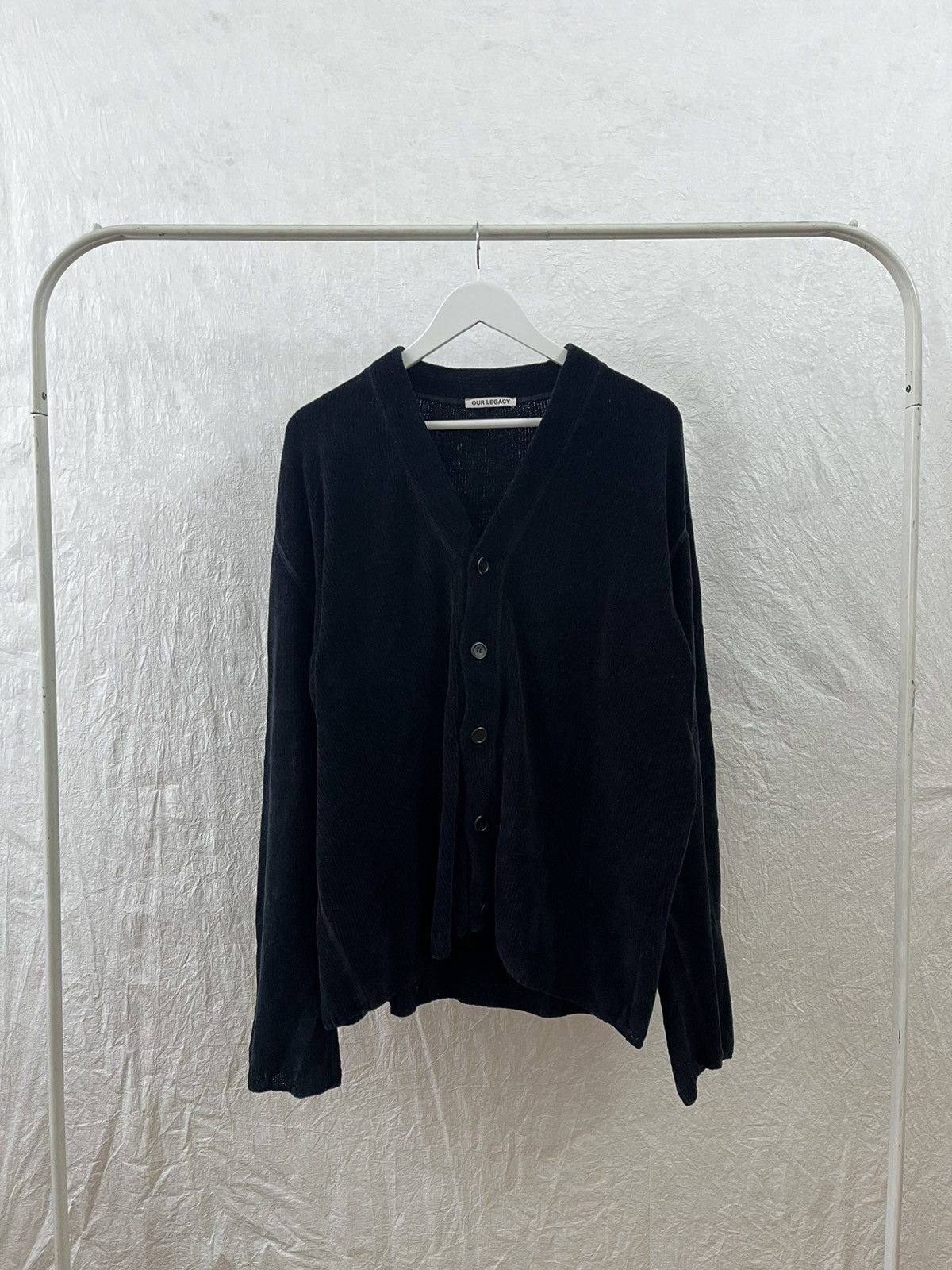 Our Legacy Our Legacy flatlock charcoal chenille cardigan Size US M / EU 48-50 / 2 - 1 Thumbnail
