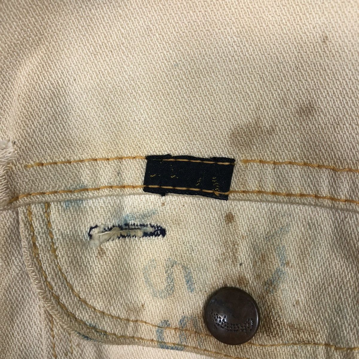 Vintage 🔥VINTAGE CROPPED DENIM BIKER JACKET UNION MADE DISTRESSED Size US M / EU 48-50 / 2 - 18 Thumbnail