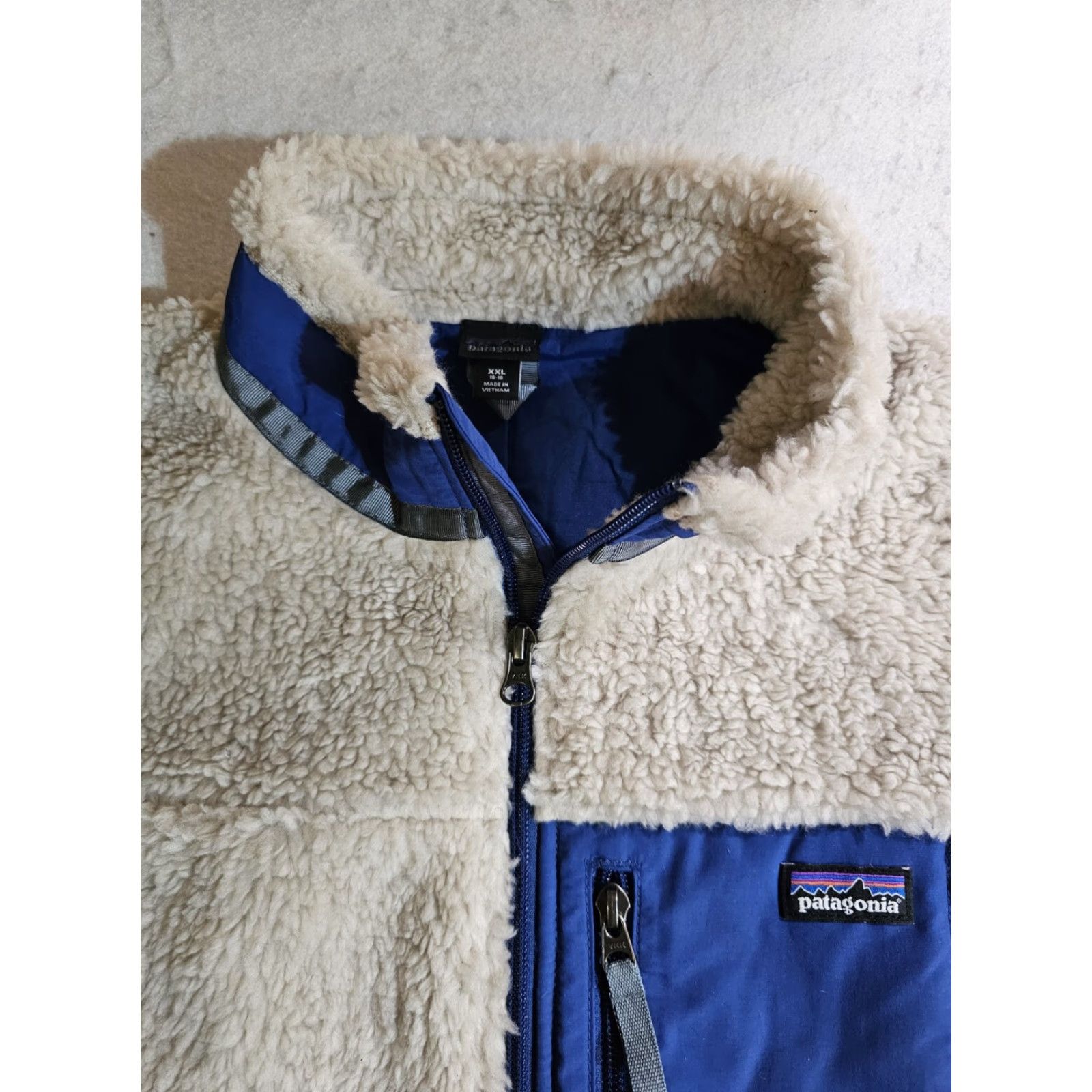 Patagonia VINTAGE Patagonia Retro X Deep Pile Oatmeal & Navy Full Zip Girls Sz 2XL 16-18 Jacket Size XXL / US 16-18 / IT 52-54 - 6 Thumbnail