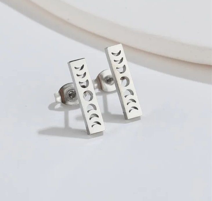 Jewelry Moon Phase Mini Stud Earrings Charm Earring Gift Size ONE SIZE - 1 Thumbnail