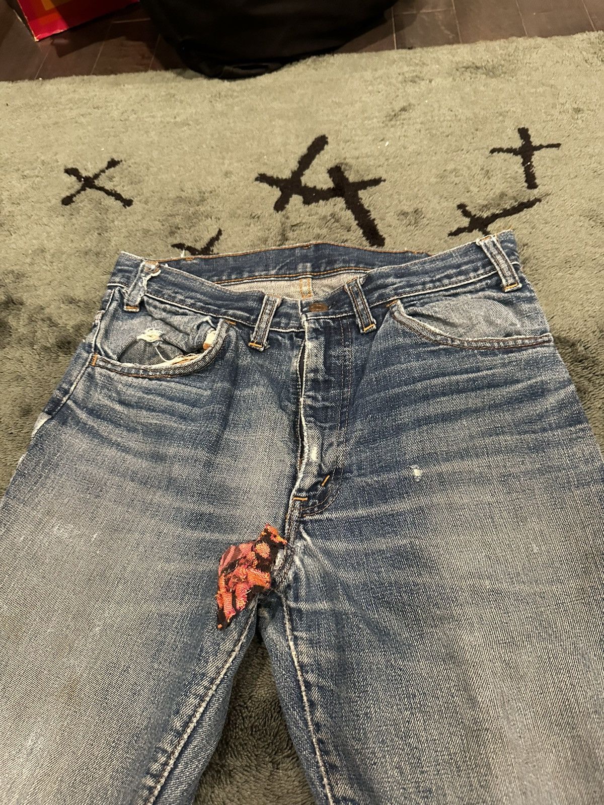 Levi's × Vintage Vintage 70’s Patchwork Big E Flared Orange Tab Levis Size US 29 - 13 Thumbnail