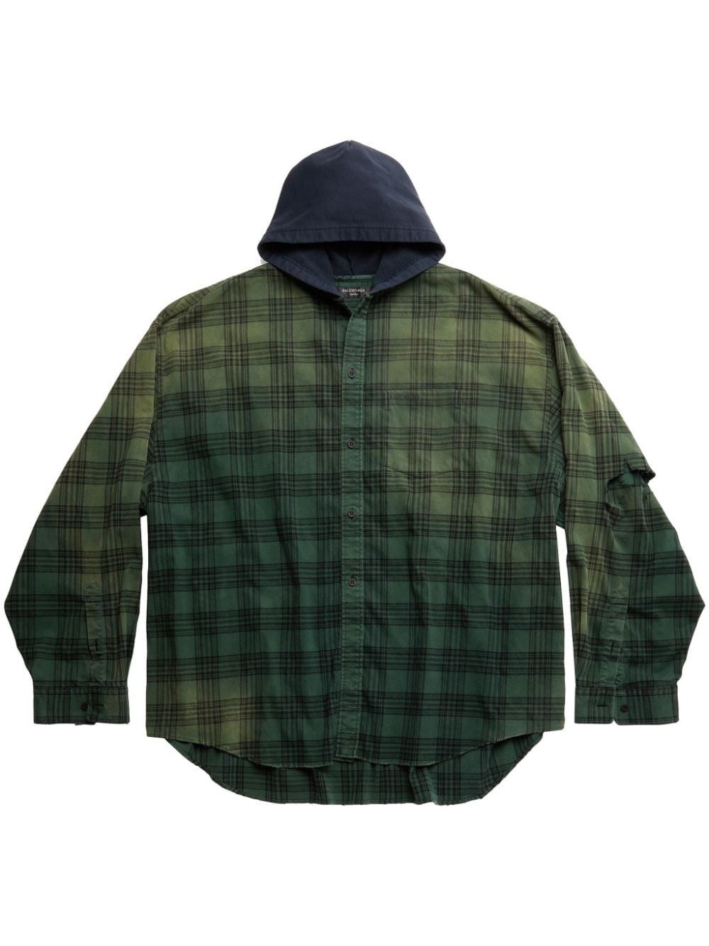 Balenciaga o1loc1c0925 746369 Hooded Shirt Oversized in Multicolor Size US M / EU 48-50 / 2 - 1 Thumbnail