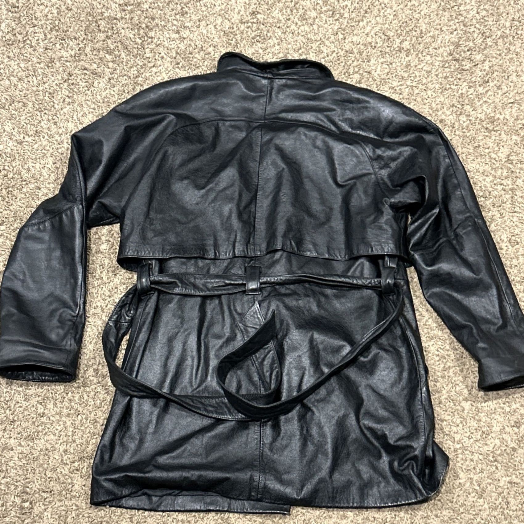 Vintage Wilsons Leather Jacket Coat M Black Belt Button Pre-Owned Women Size M / US 6-8 / IT 42-44 - 5 Thumbnail
