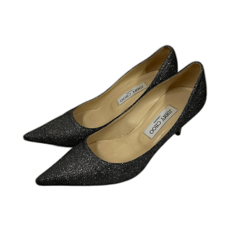 Silver Jimmy Choo Glitter High Heels Size 38