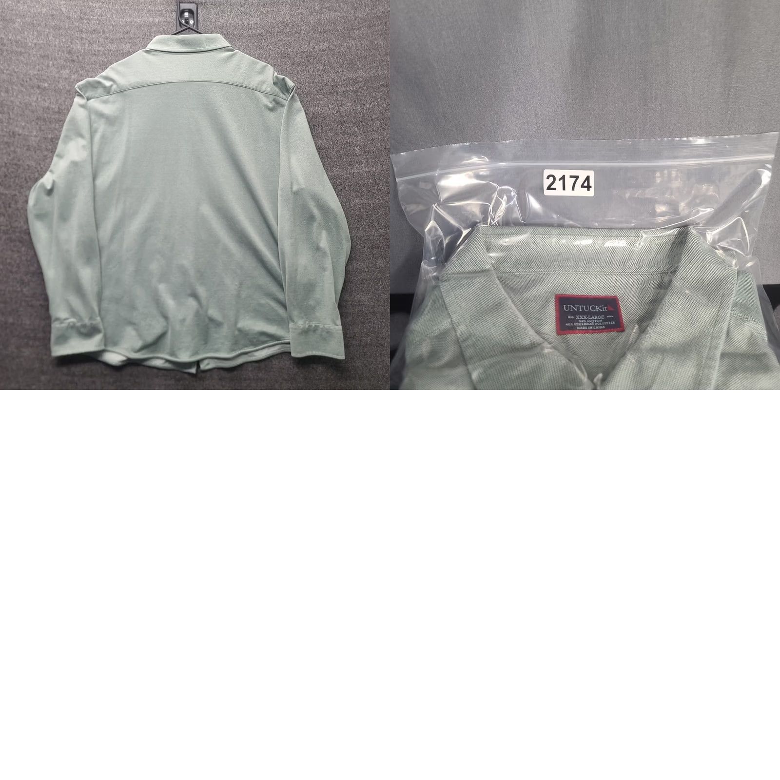 UNTUCKit UNTUCKit Shirt Mens 3XL Regular Fit Long Sleeve Button-Up Collared Green Cotton Solid Vintage Style Classic Mens Shirts Size US XXL / EU 58 / 5 - 8 Thumbnail