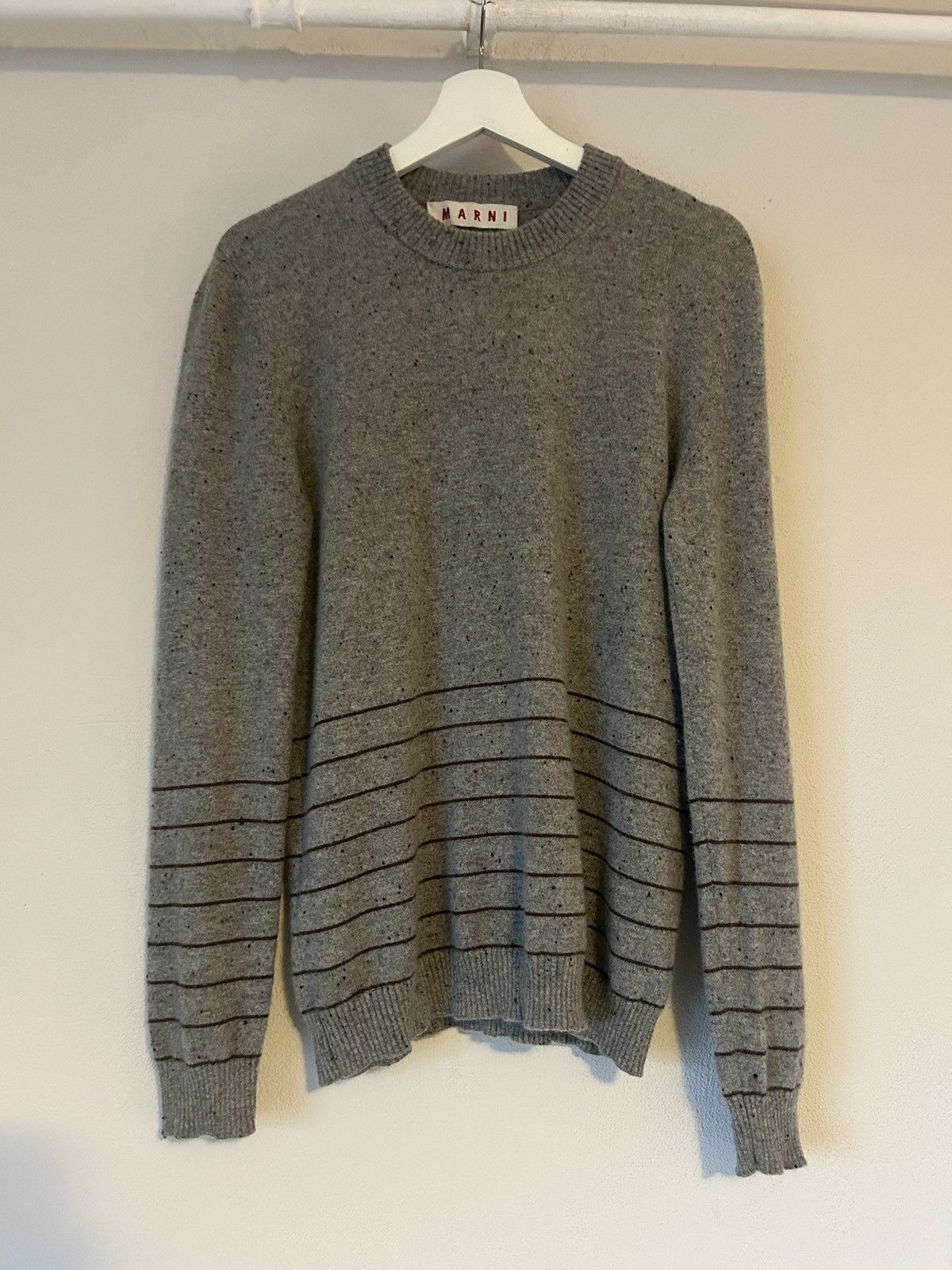 Marni Marni Grey Cashmere Knit Sweater with Striped Detail Size US S / EU 44-46 / 1 - 2 Thumbnail