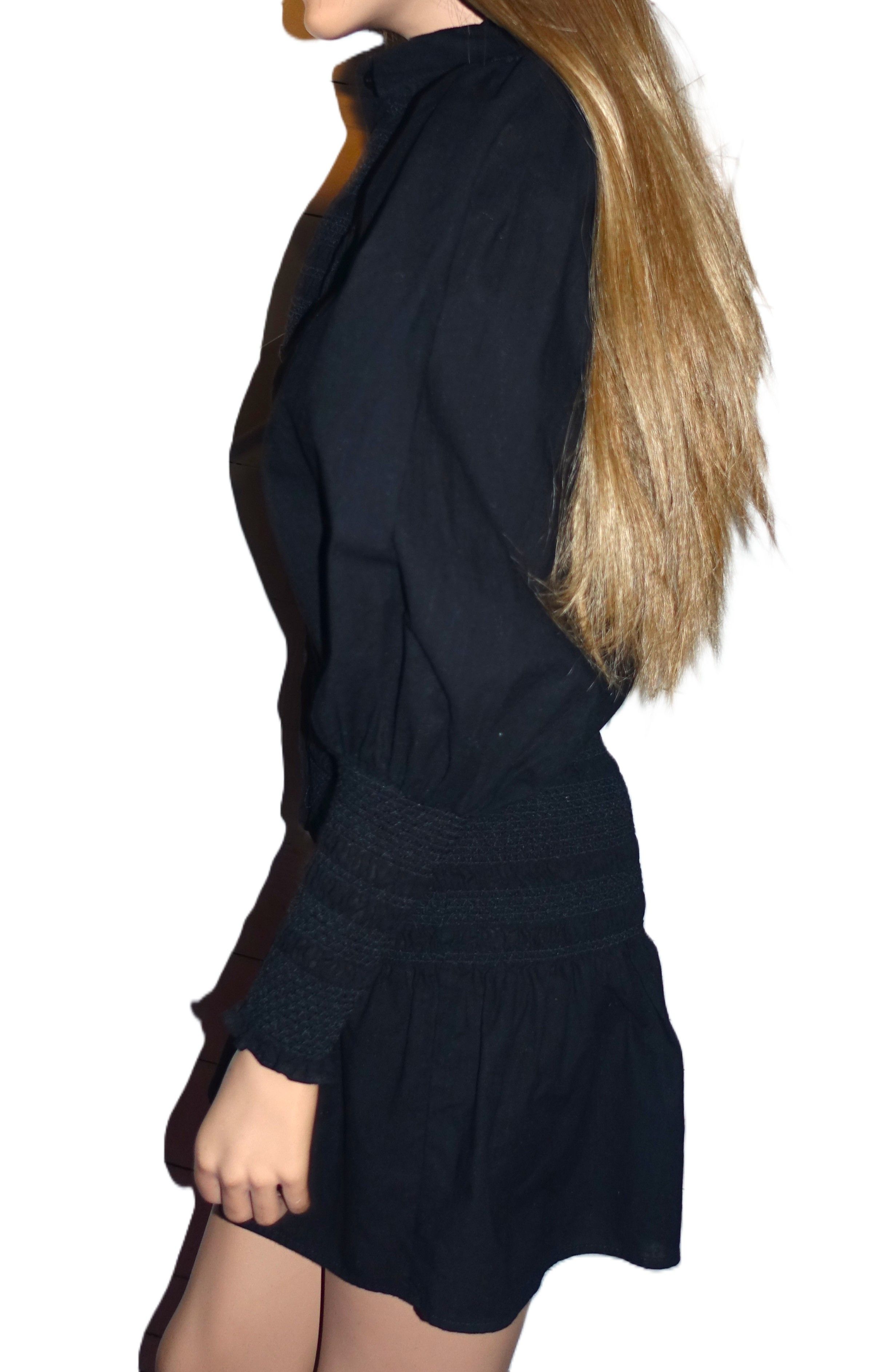 Asos Asos Design Black Puff Sleeve Shirt Dress 2 Size XS / US 0-2 / IT 36-38 - 4 Thumbnail