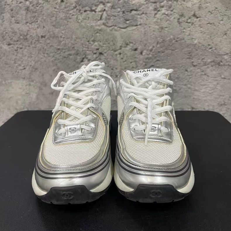 Chanel Chanel Silver Running Sneakers Size US 8 / EU 41 - 6 Thumbnail