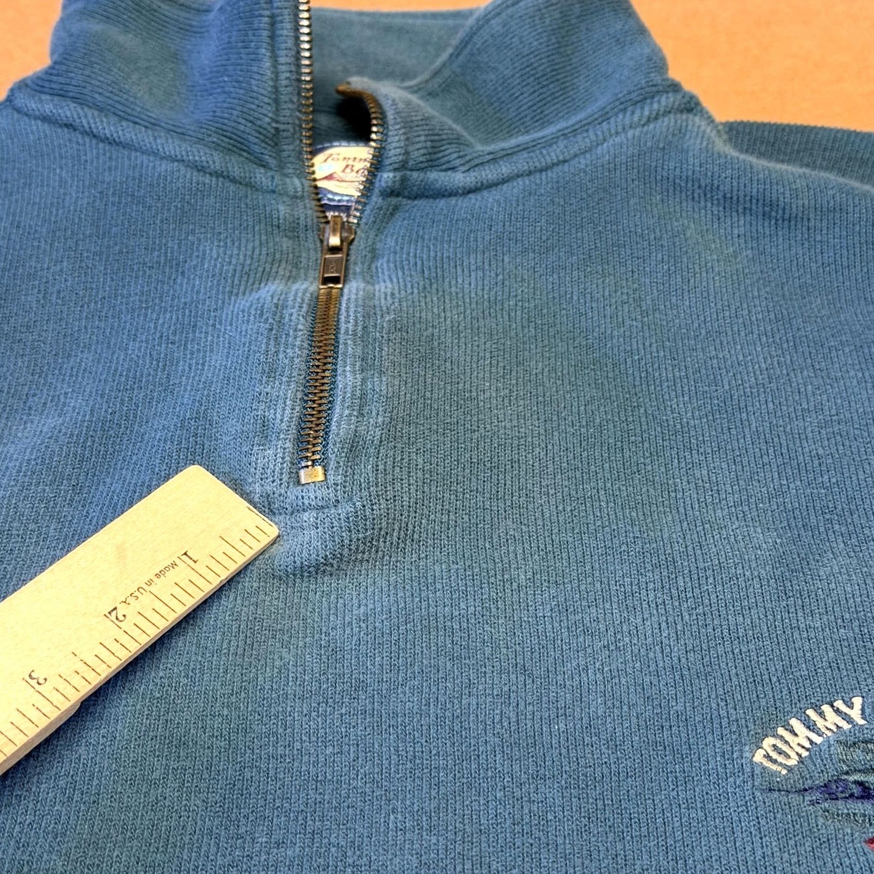 Tommy Bahama Tommy Bahama Sweater Mens L Blue Mock Neck Quarter Zip Knit Pullover with Logo Embroidery Size US L / EU 52-54 / 3 - 3 Thumbnail