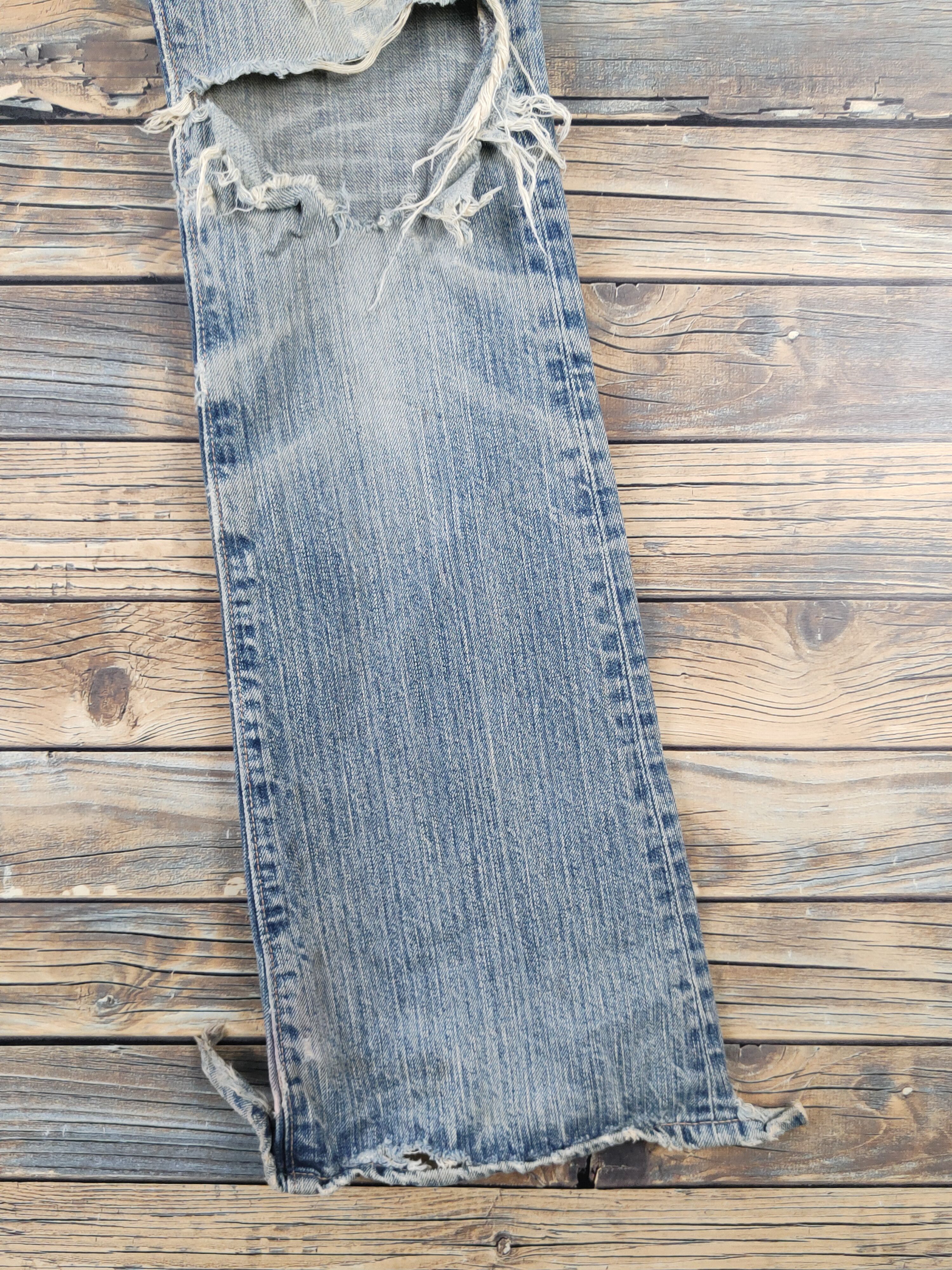 Edwin Edwin 503 Blue Distressed Ripped denim Jeans #W1969 Size 29" - 6 Thumbnail
