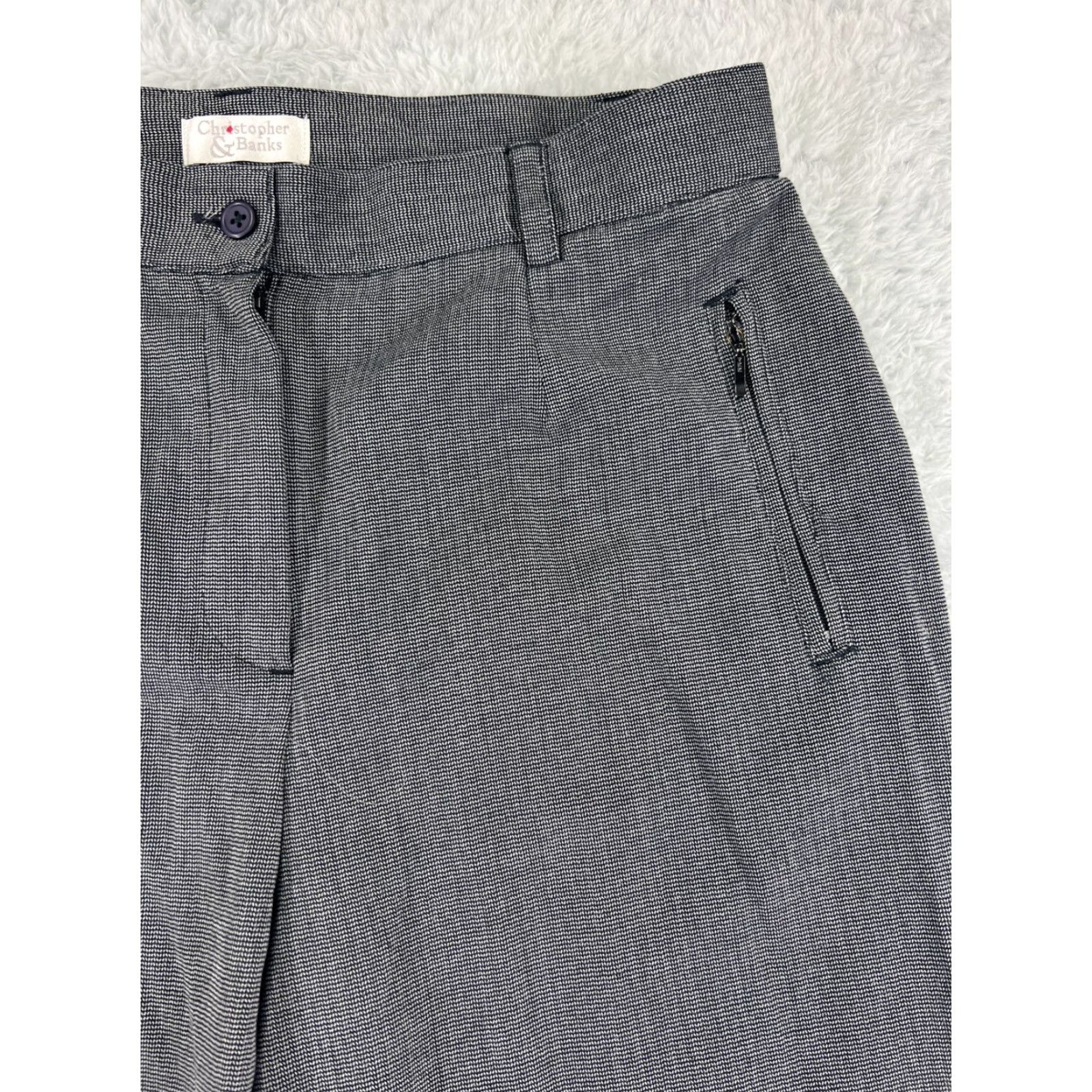 Vintage Christopher & Banks Women's Pants Size 10 Gray Cotton Blend Straight Leg Chino Stretch Casual Size 32" / US 10 / IT 46 - 4 Thumbnail