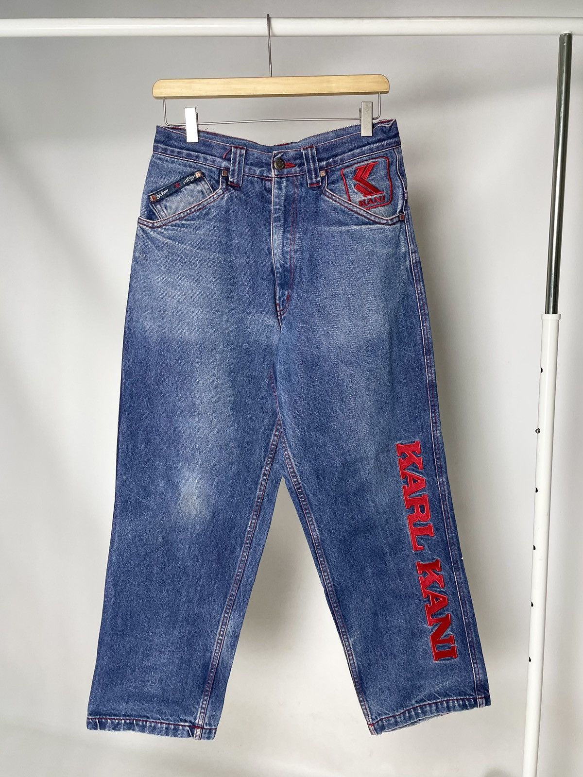 Karl Kani Karl Kani Vintage 90’s 👺 Embroidered Hip Hop Jeans like Fubu Size US 28 / EU 44 - 1 Thumbnail