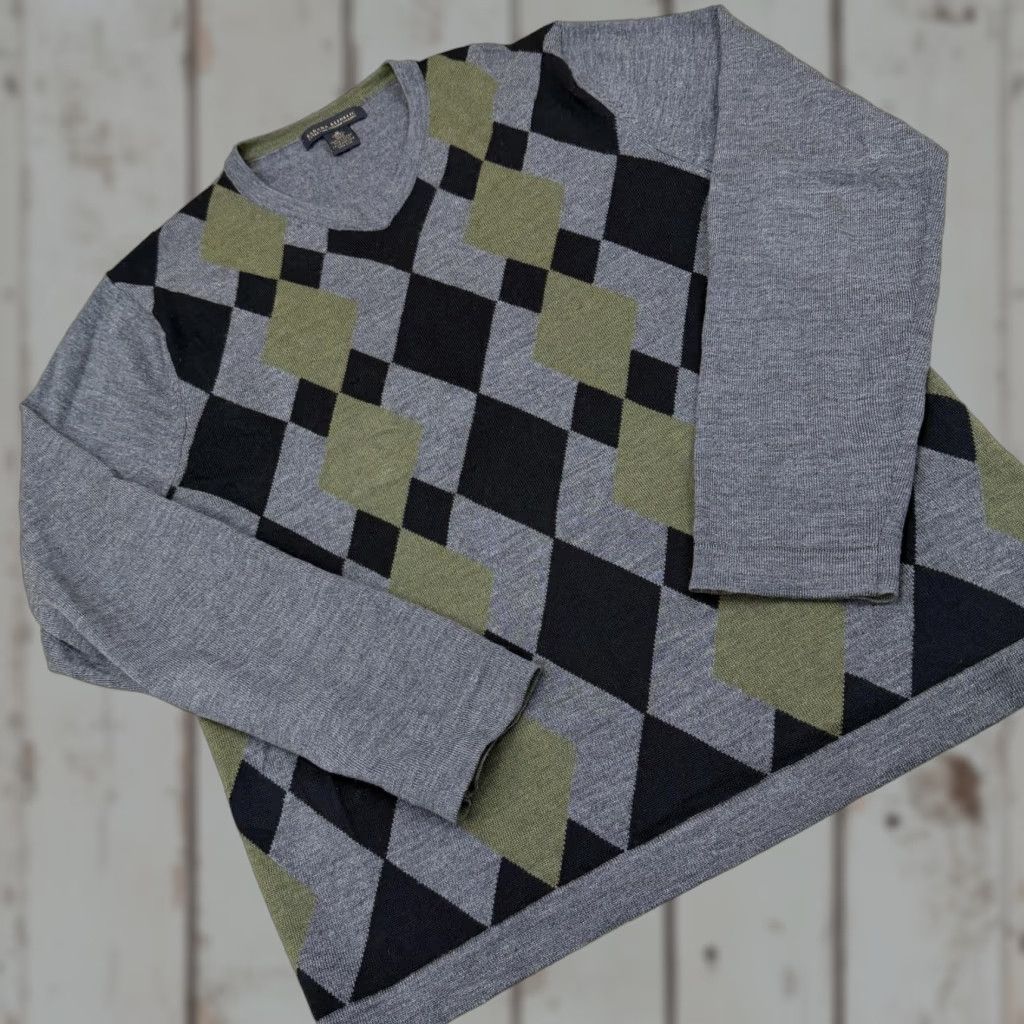 Banana Republic Banana Republic Sweater Men M Wool Gray Argyle V-Neck Pullover Knit Regular Size US M / EU 48-50 / 2 - 1 Thumbnail