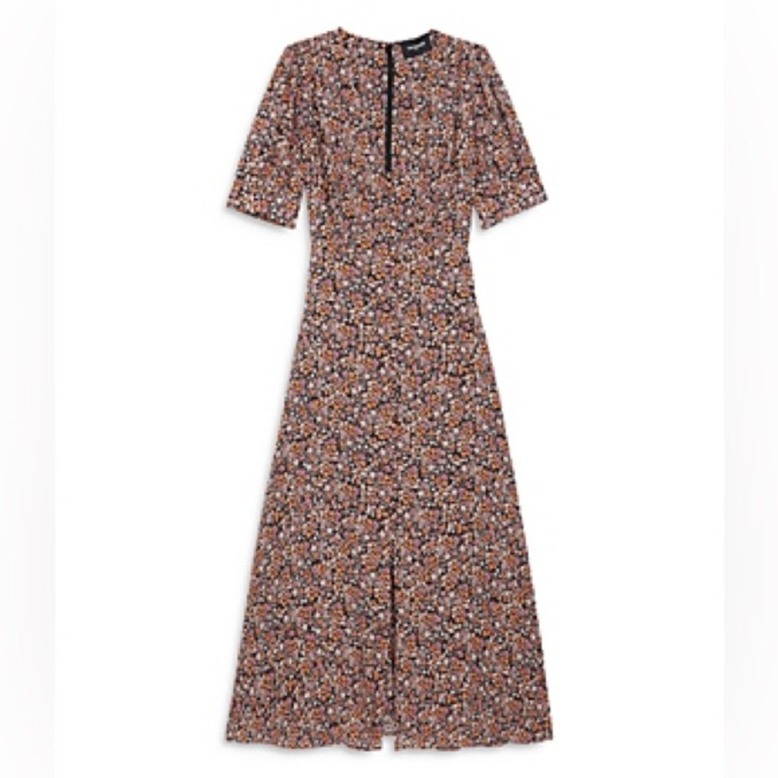 The Kooples THE KOOPLES $355 Floral Print Midi Dress Pink Sz 1 (S) Size S / US 4 / IT 40 - 2 Thumbnail