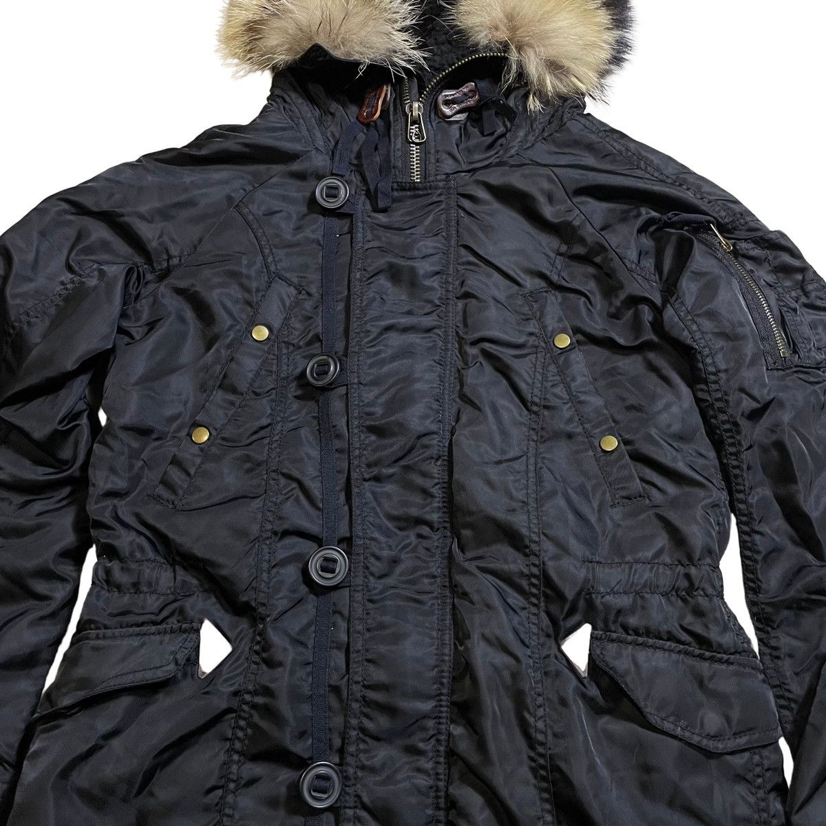 If Six Was Nine × Le Grande Bleu (L.G.B.) Rare G.O.A Racoon Fur Black Parka Jacket Early 00s Size US M / EU 48-50 / 2 - 6 Thumbnail