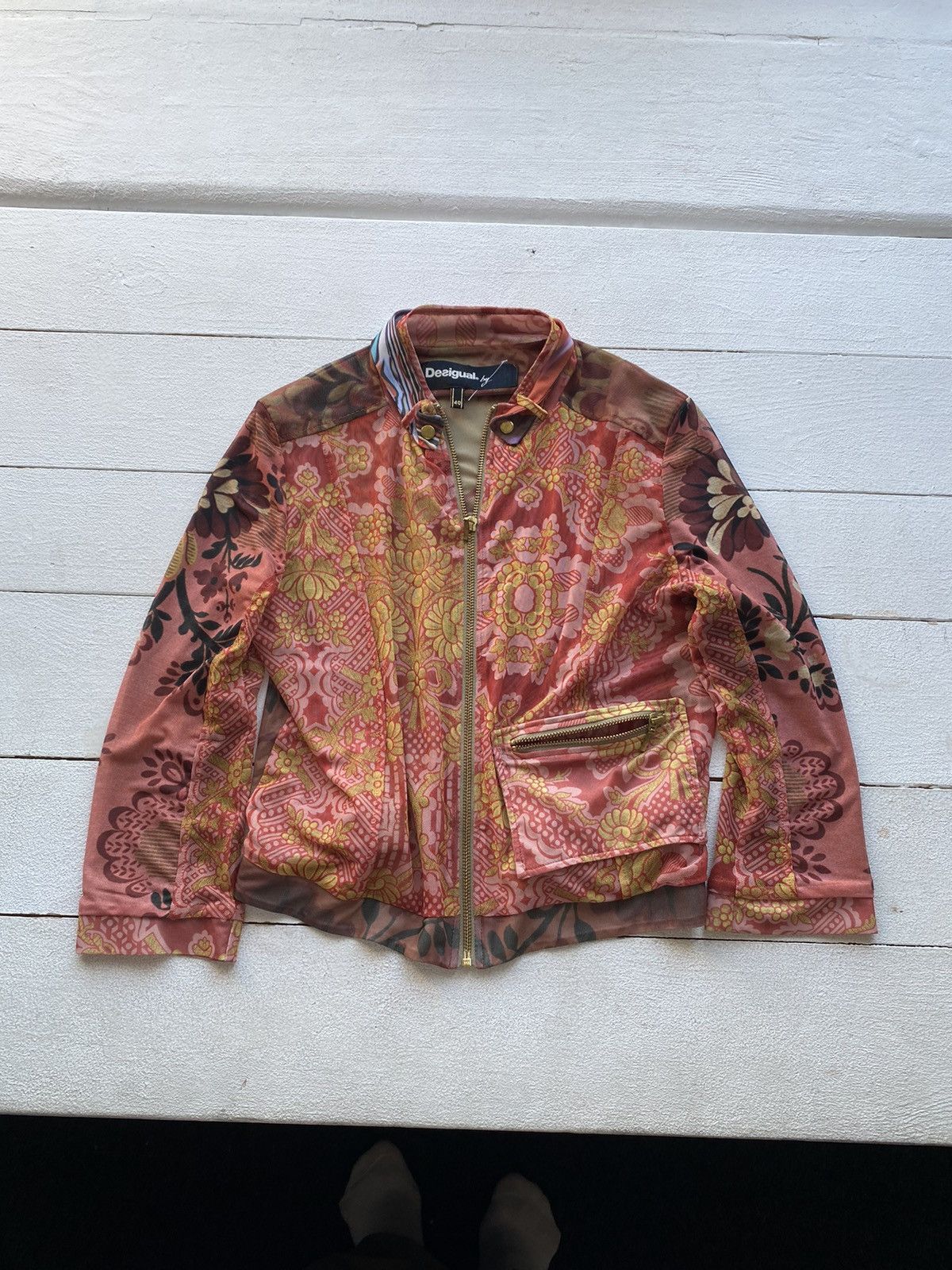 Desigual × Vintage Desigual Womens Mesh Jacket Face JPG Style Rare Old Money Size S / US 4 / IT 40 - 4 Thumbnail