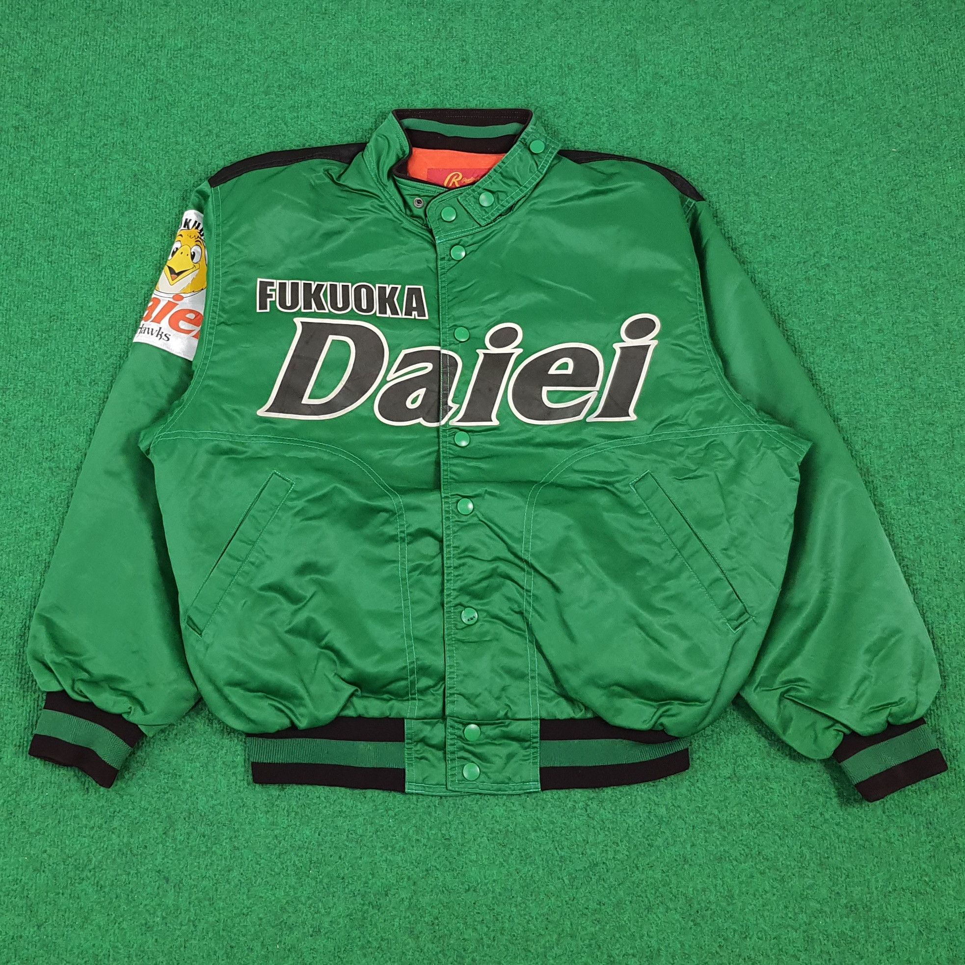 Japanese Brand × Vintage Vintage Asics Fukuoka Daiei Hawk Baseball Team Jacket Size US L / EU 52-54 / 3 - 1 Thumbnail