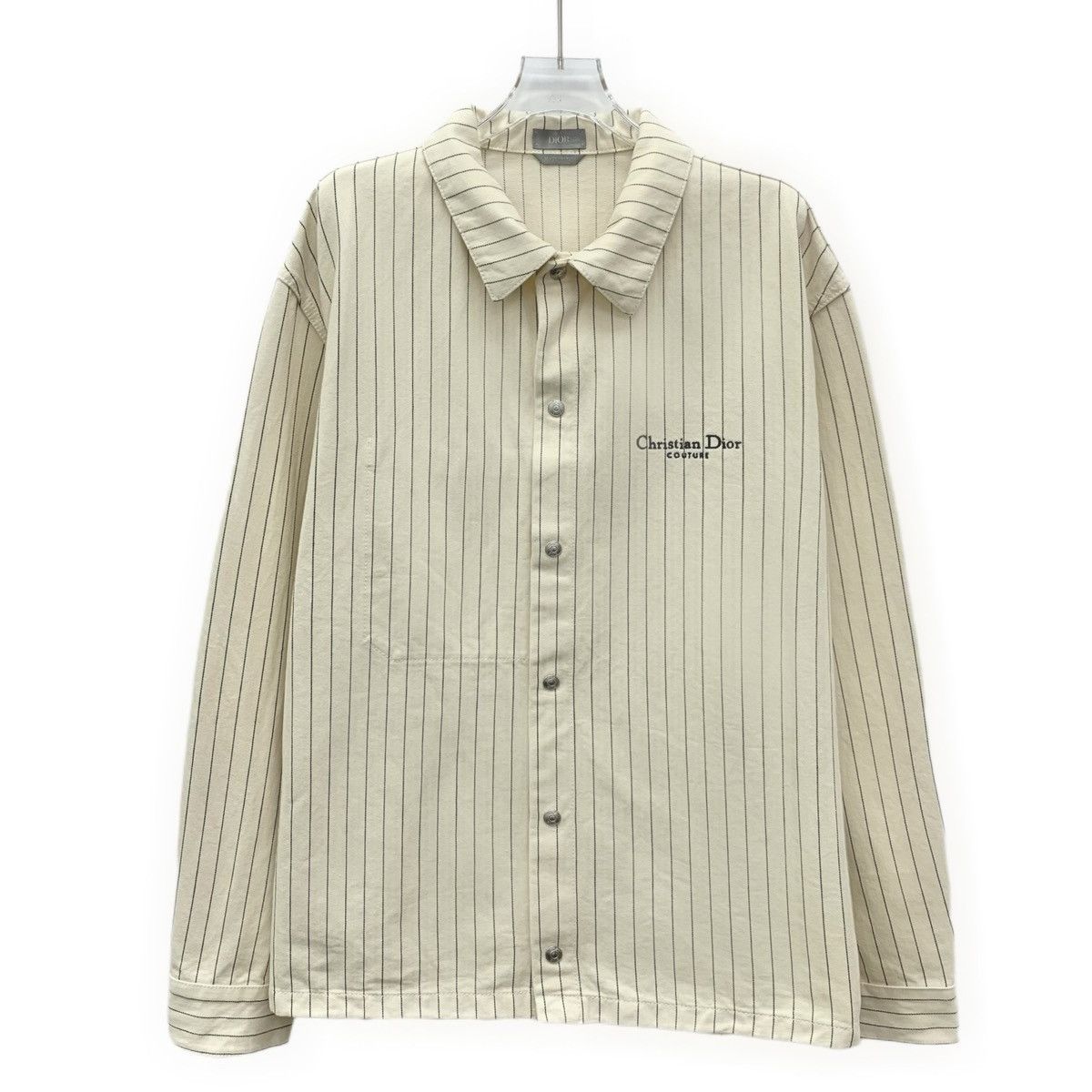 Dior Dior Pale Yellow Striped Embroidered Long Sleeve Shirt K26WX Size US L / EU 52-54 / 3 - 1 Thumbnail