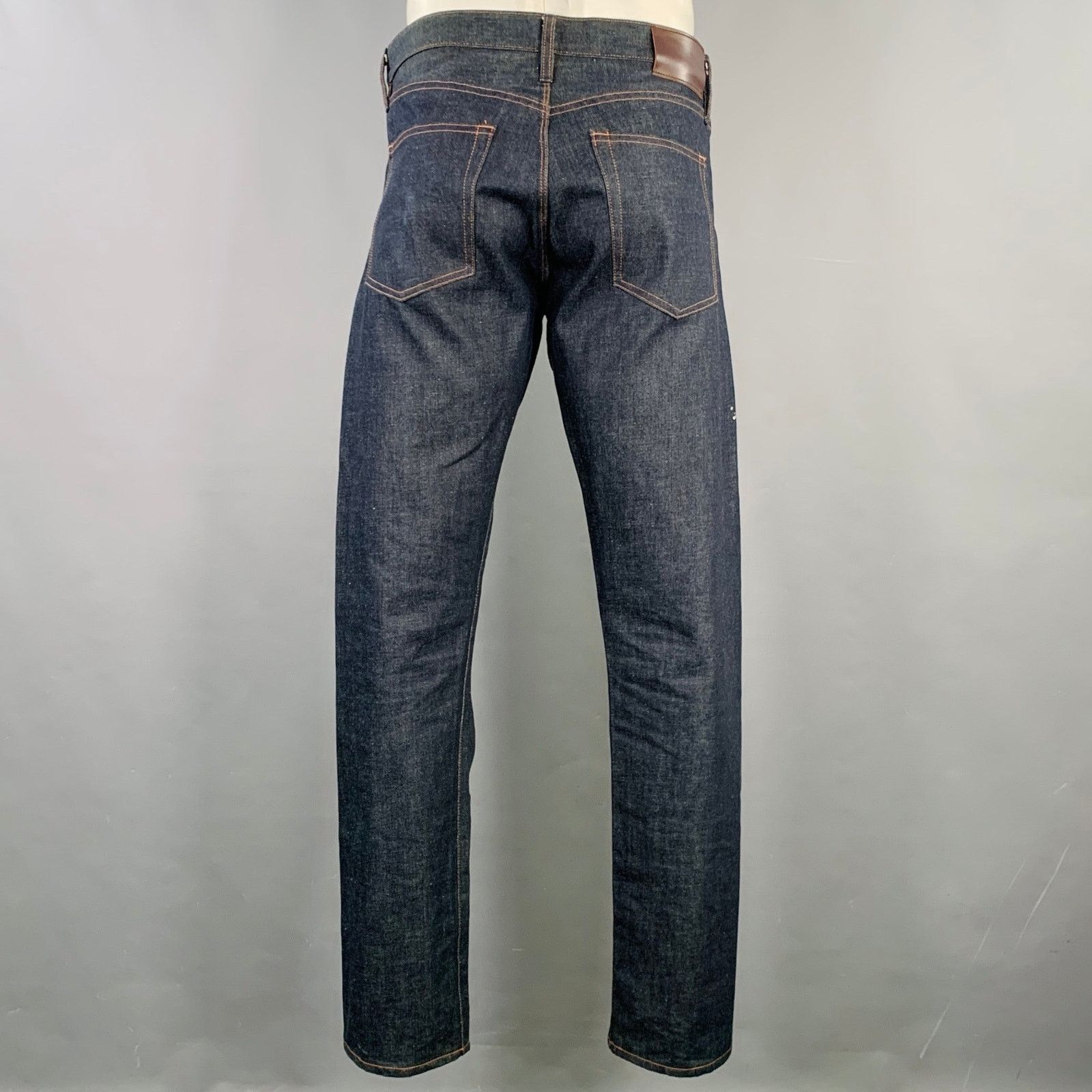 Other A-B FITS 34 Navy Contrast Stitch Cotton Button Fly Jeans Size US 34 / EU 50 - 3 Thumbnail
