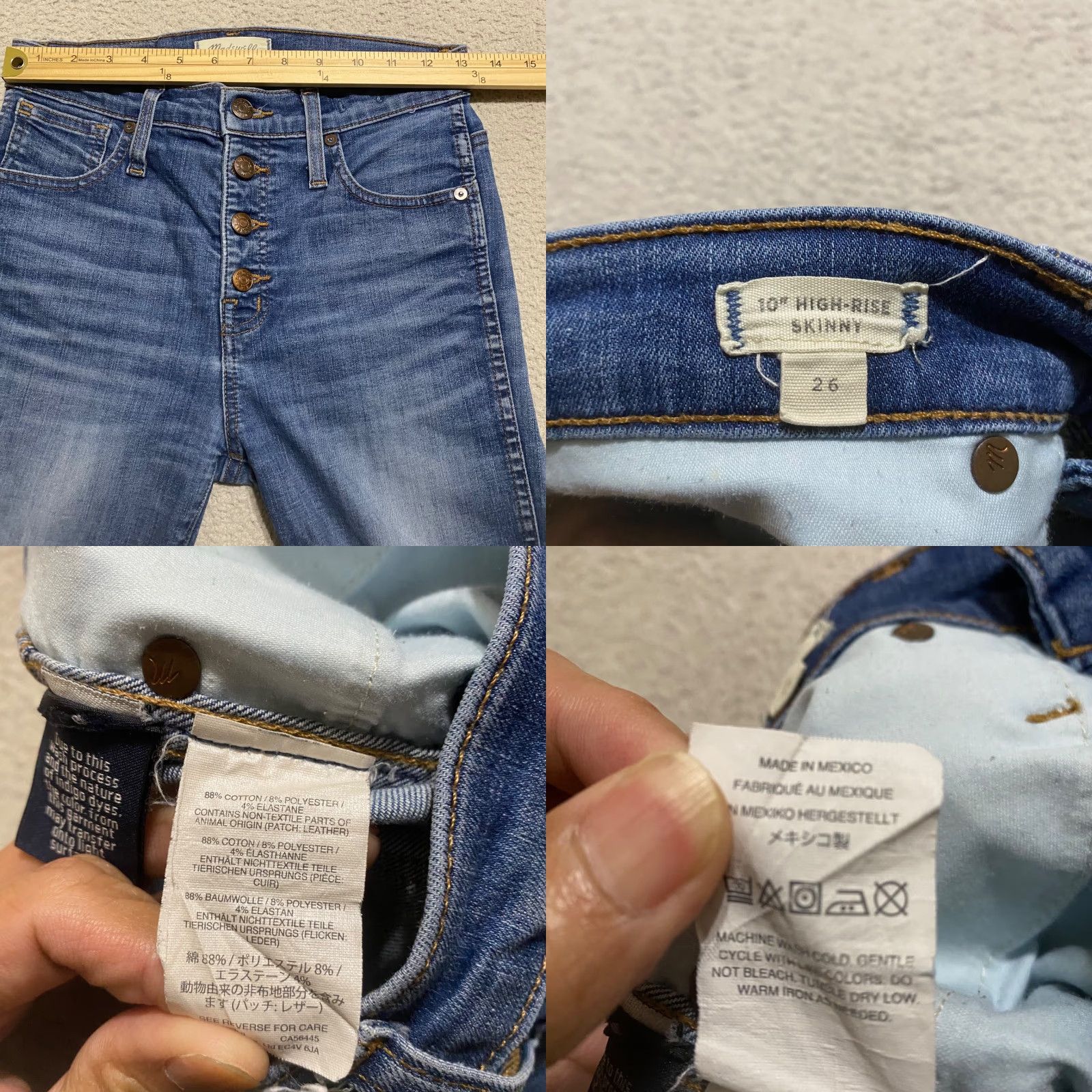 Madewell Madewell Jeans Womens sz 26 Blue Denim High Rise Skinny Distressed Medium Wash Size 26" / US 2 / IT 38 - 8 Thumbnail