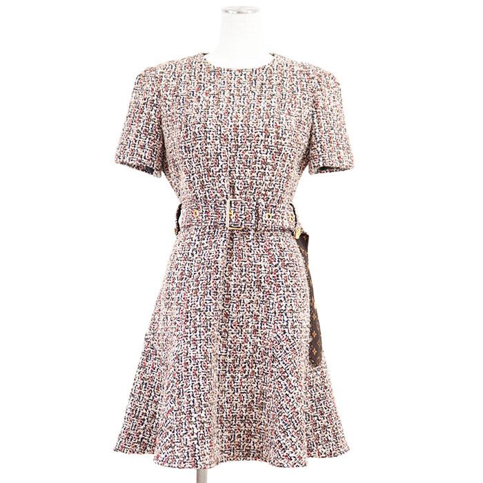 Louis Vuitton Louis Vuitton Louis Vuitton Skater Dress Monogram Tweed Dress Cotton Dresses RW212W FH0 DUTY FREE for USA Size ONE SIZE - 1 Thumbnail