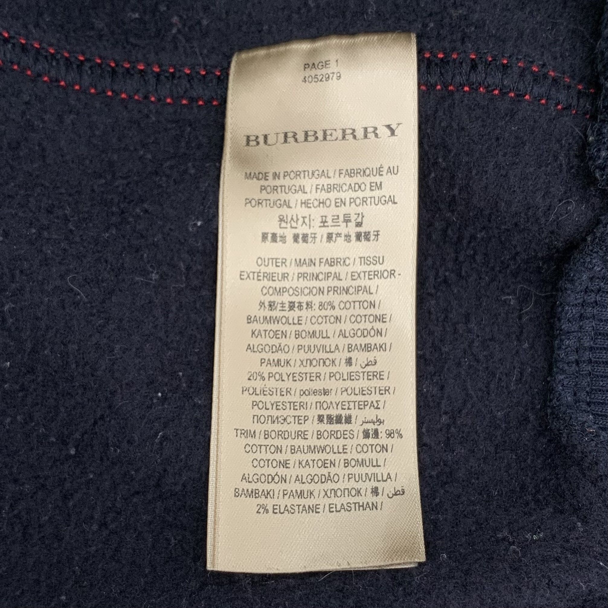Burberry Burberry Navy Logo Embroidered Cotton Sweatshirt (Size S) Size US S / EU 44-46 / 1 - 5 Thumbnail