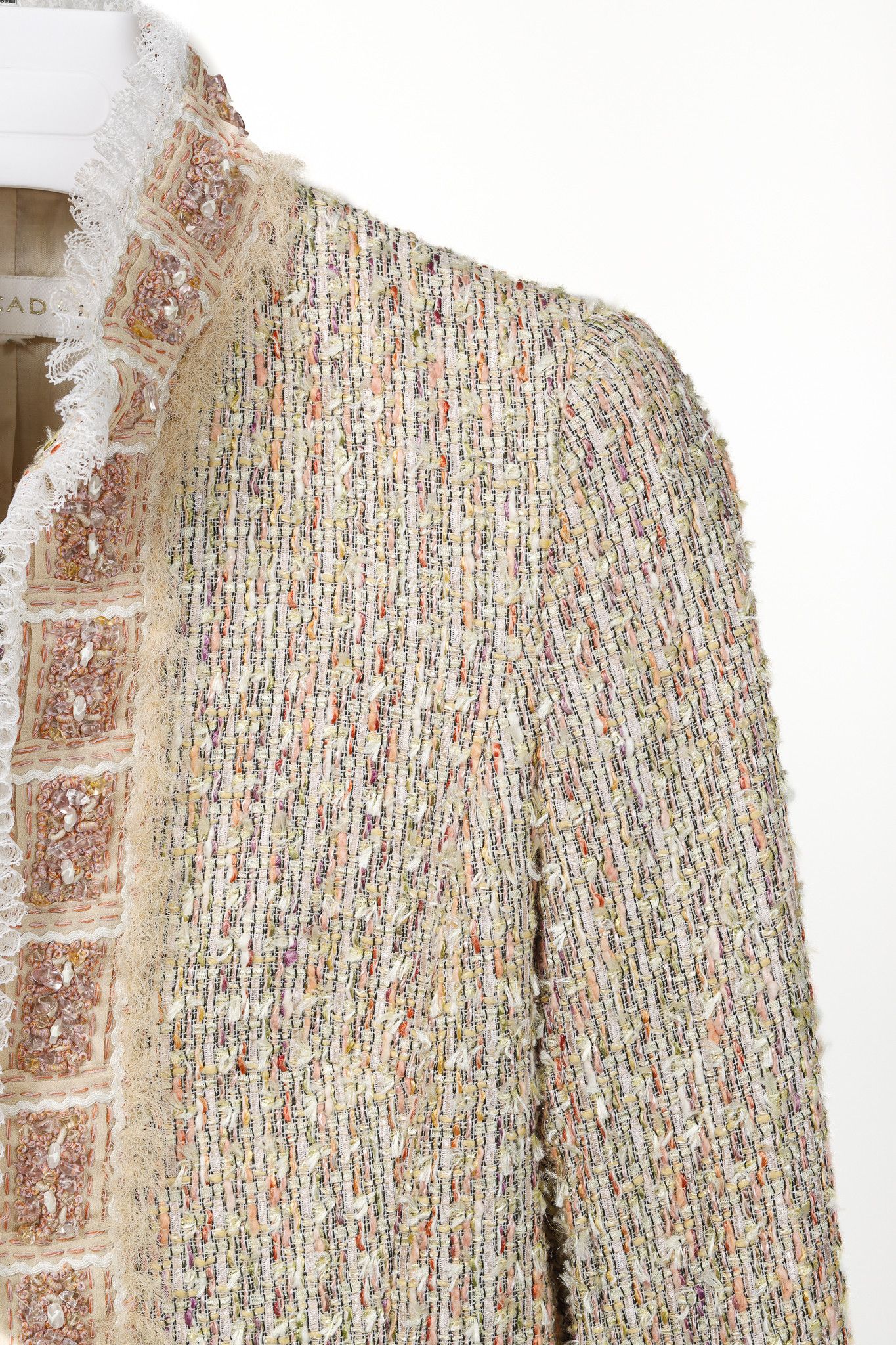 Escada Escada Yellow & Pink Tweed Embellished Lace-Trim Jacket Size M / US 6-8 / IT 42-44 - 3 Thumbnail