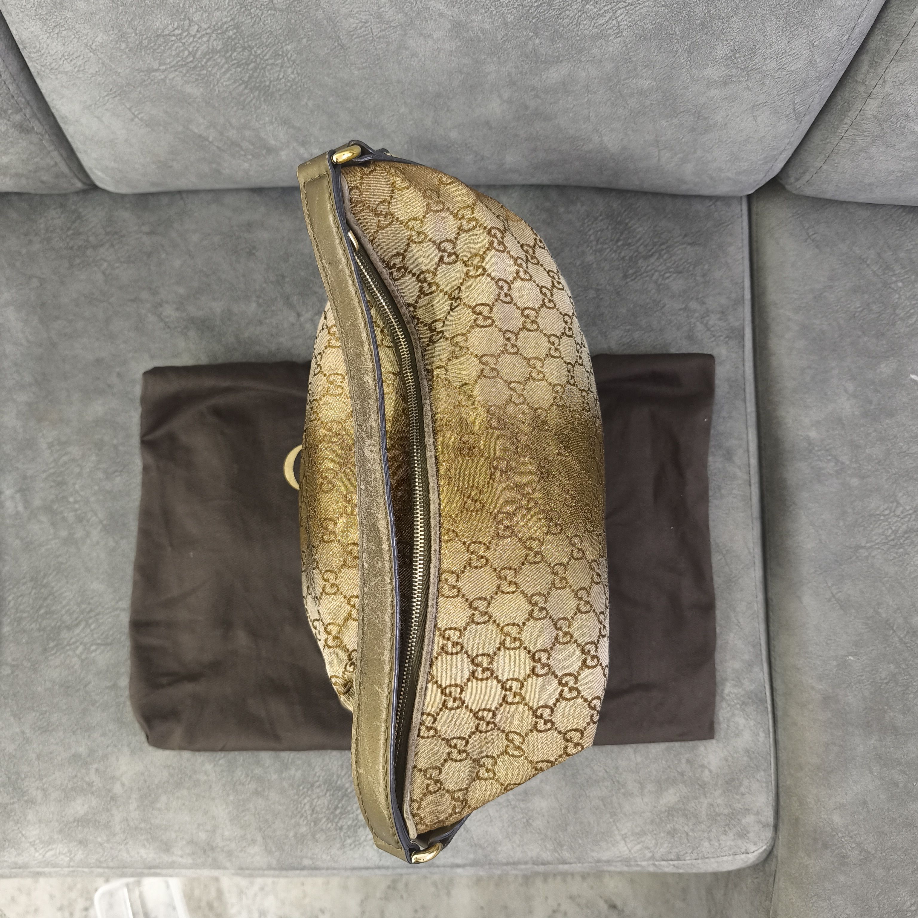 Gucci GUCCI Beige Metallic GG Canvas Heart-Bit Hobo Bag Size ONE SIZE - 9 Thumbnail