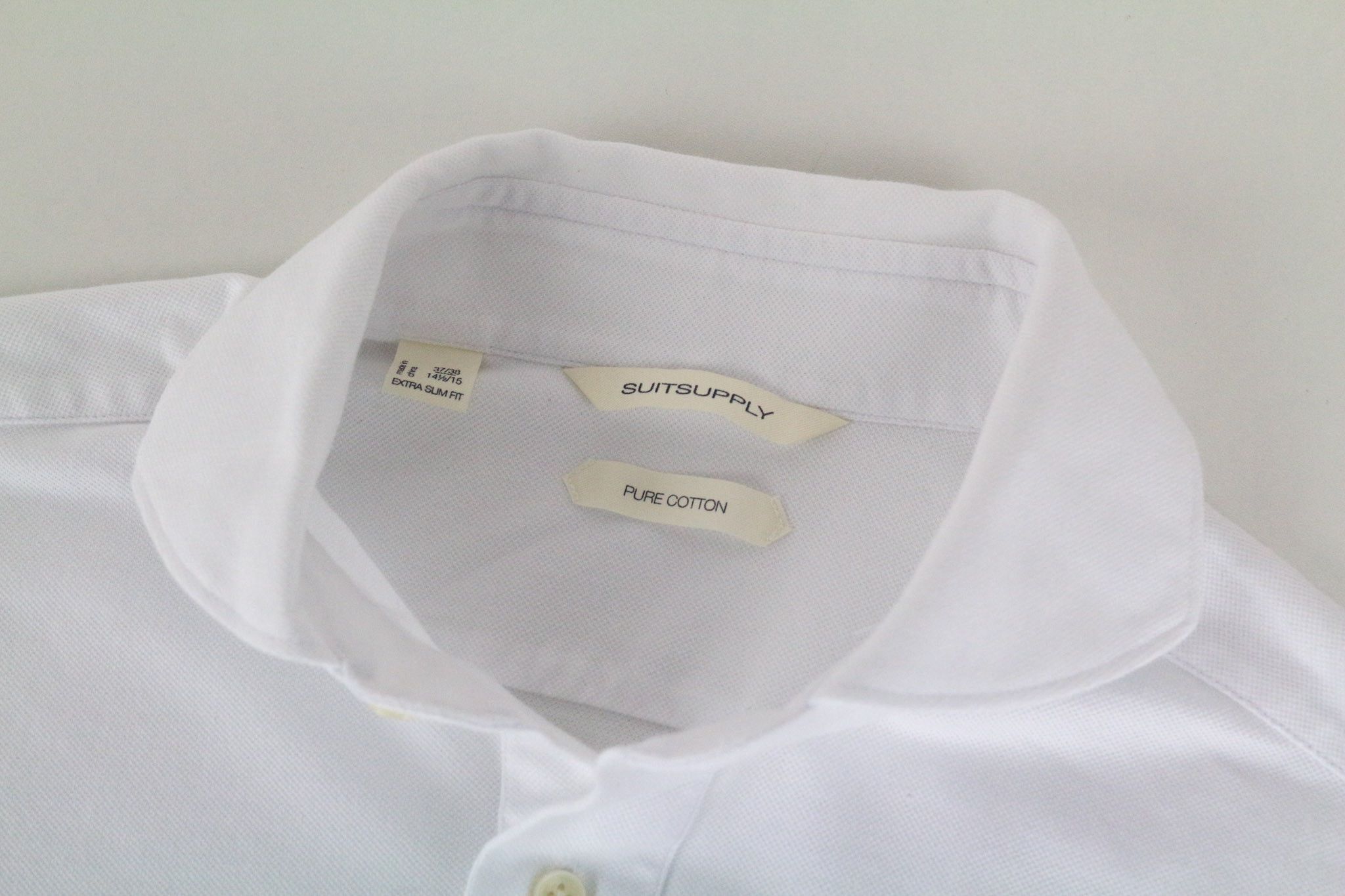 Suitsupply 37/38/14 1/2/15 Extra Slim White Cotton Polo 72677 Size 38R - 3 Thumbnail