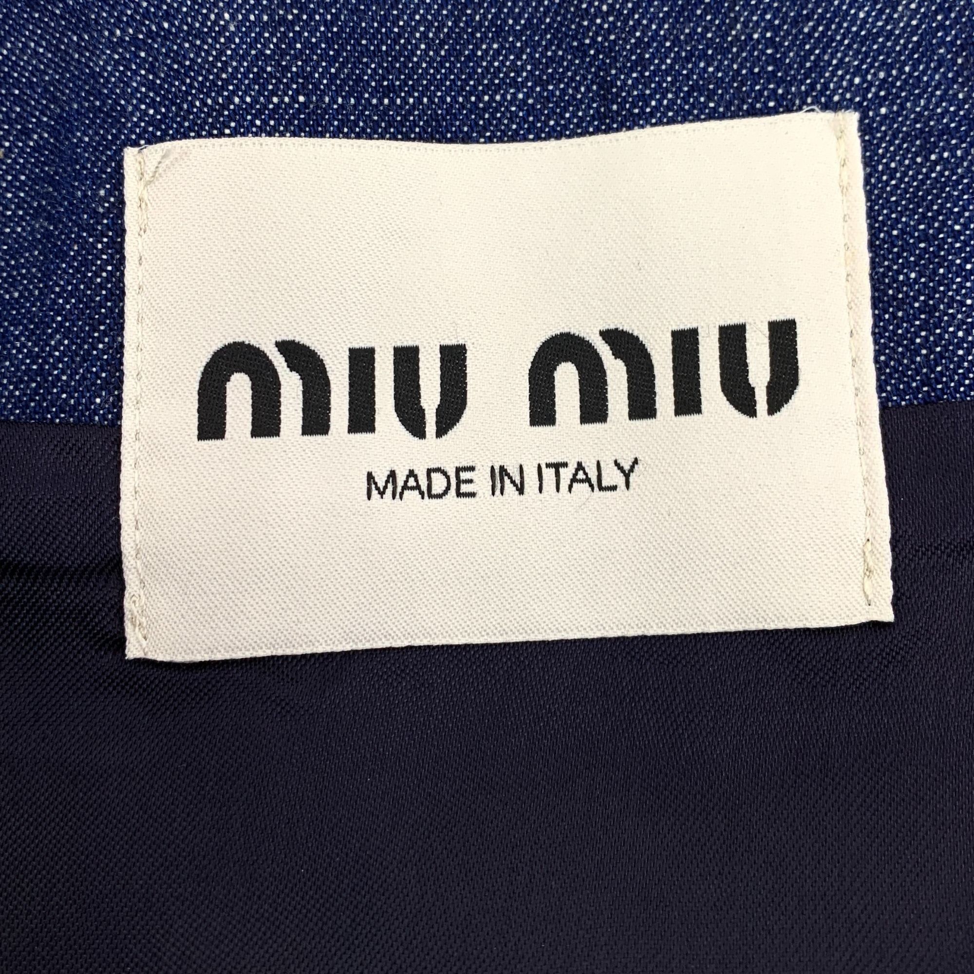 Miu Miu Miu Miu Dark Blue Cotton Denim Halter Dress With Belted Wais Size XS / US 0-2 / IT 36-38 - 2 Thumbnail