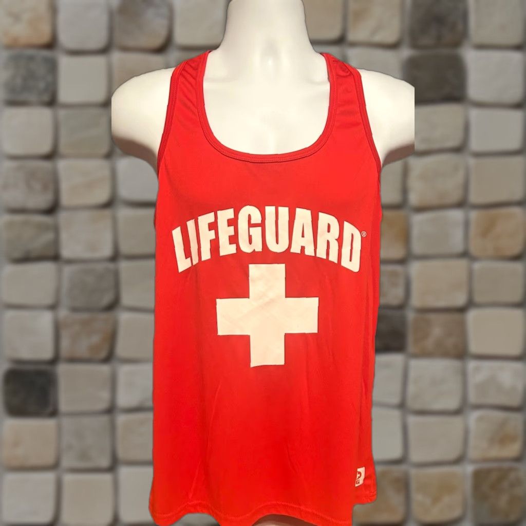 Vintage Lifeguard Tank Top Racer Back Men Large Red Officially Licensed Beach Workout Shirt Size US L / EU 52-54 / 3 - 1 Thumbnail