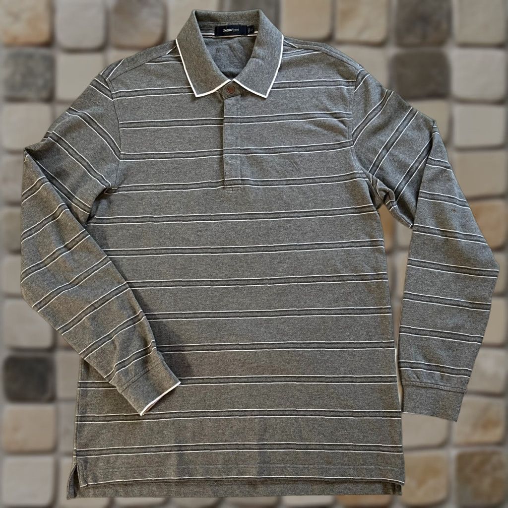Vintage VINTAGE Zegna Sport Polo Shirt Striped Long Sleeve 1/4 Zip Cotton Blend Gray L Mens Size US L / EU 52-54 / 3 - 1 Thumbnail