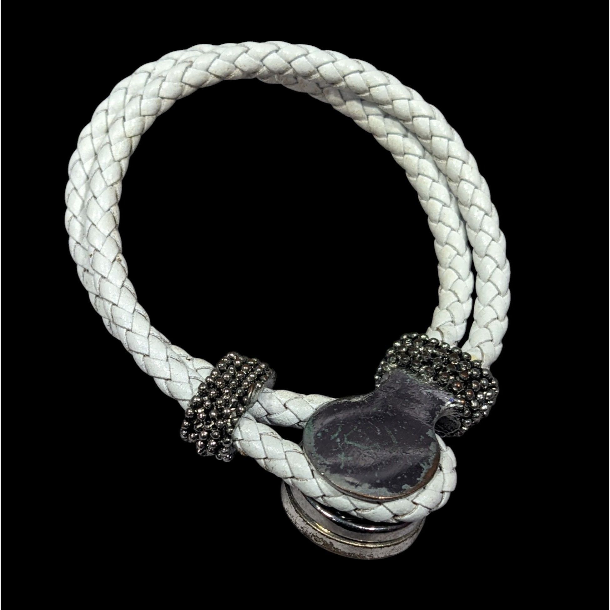 Other Modern White Rope Snap Button Bracelet With Rhinestones Size ONE SIZE - 2 Thumbnail