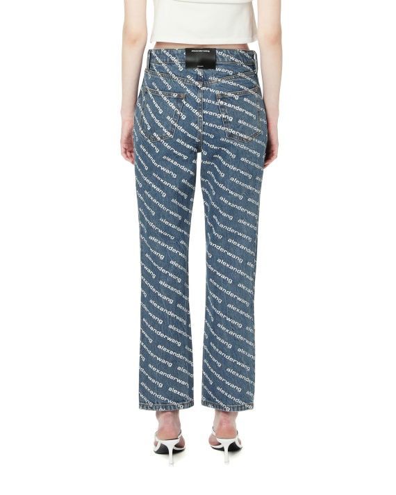 image of Alexander Wang Logo Print High Rise Jeans in Denim, Women's (Size 27)