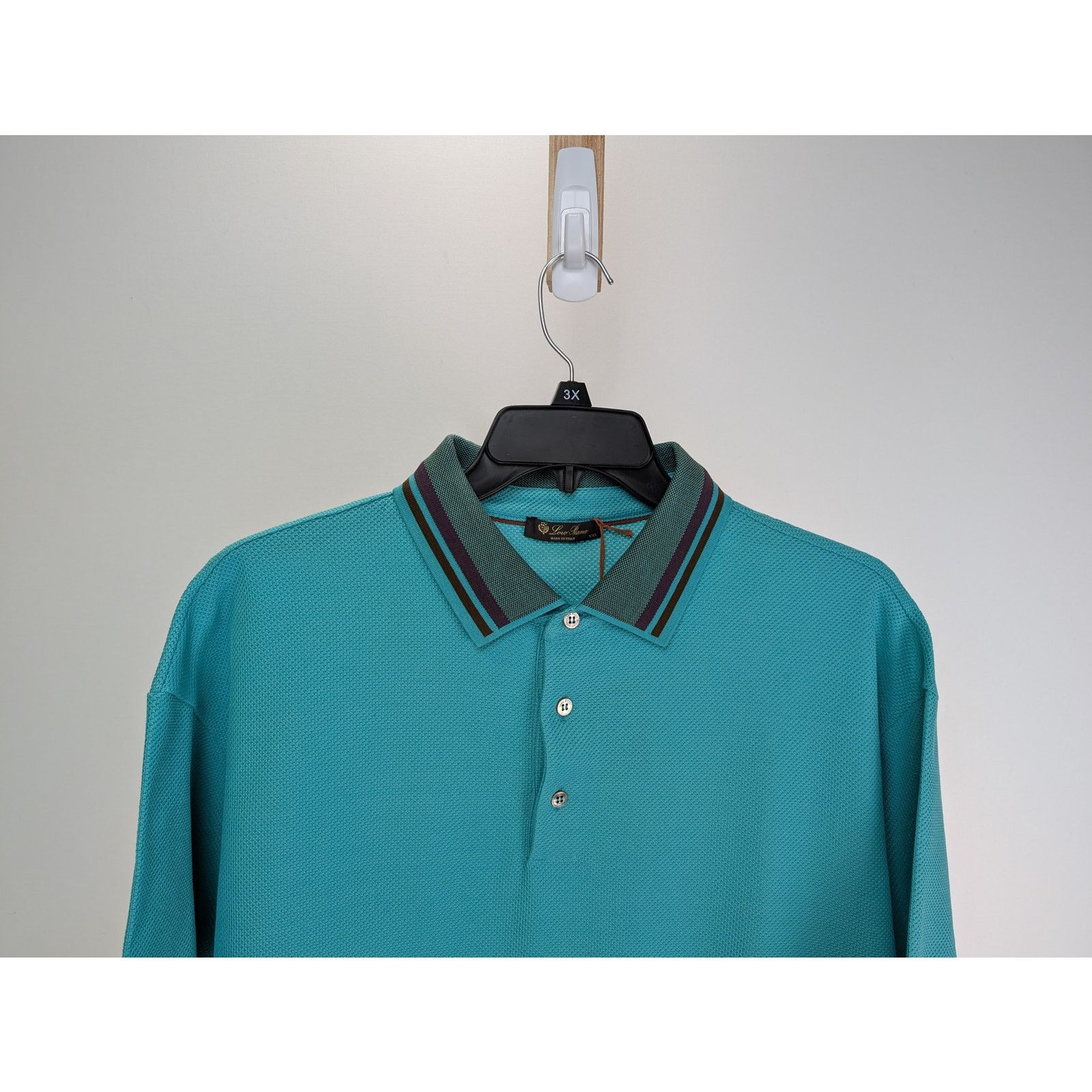 Loro Piana o1rshd1 Polo MM Cambria Pique in Sky Blue Size US XXL / EU 58 / 5 - 2 Thumbnail