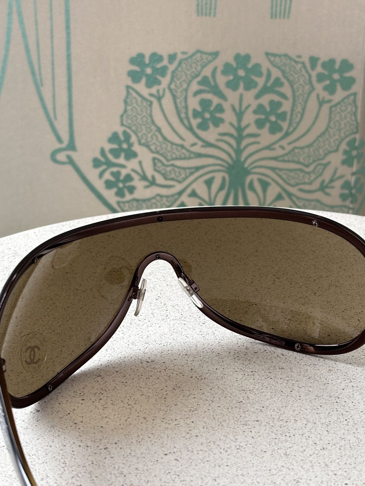 Chanel CHANEL Shield Mask Rhinestones CC Logo Sunglasses 4148-B Y2K Size ONE SIZE - 13 Thumbnail