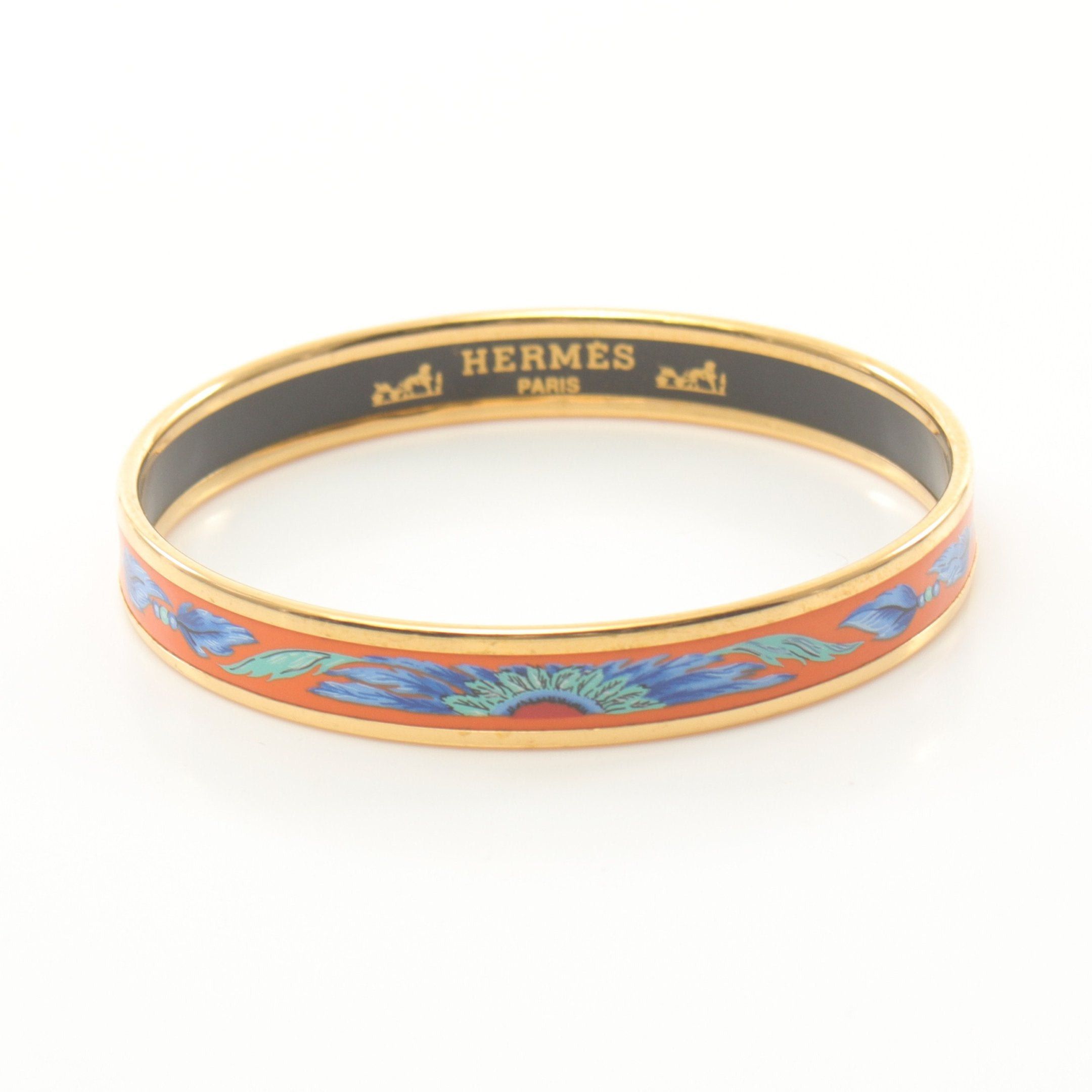 Hermes Hermes Enamel Pm Bangle Gp Cloisonne Gold Orange Multicolor Size ONE SIZE - 1 Thumbnail