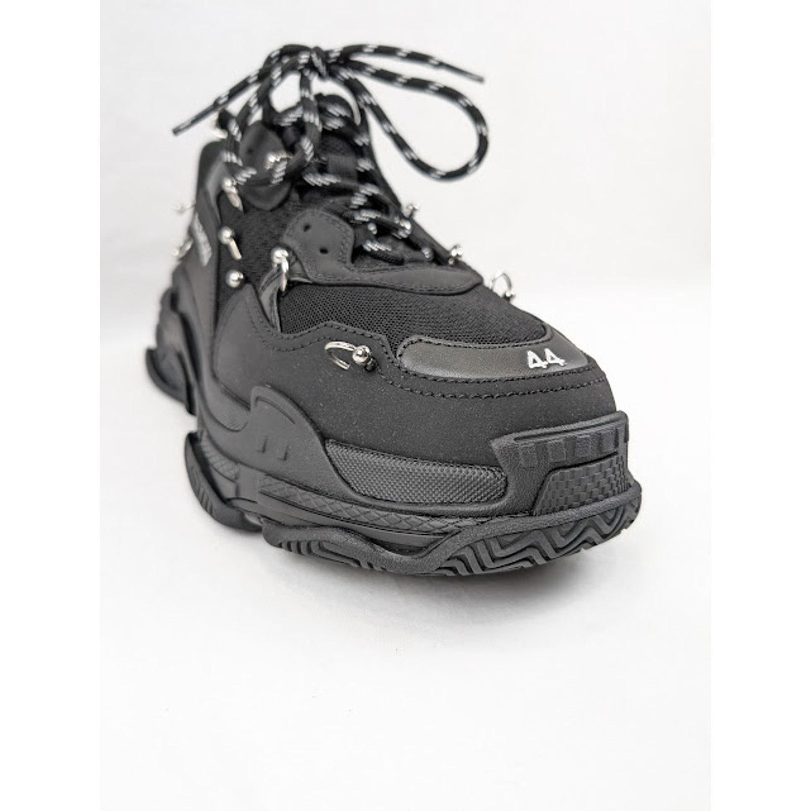 Balenciaga o1rshd1 Triple S Soccer Sneakers in Black/Silver Size US 13 / EU 46 - 5 Thumbnail