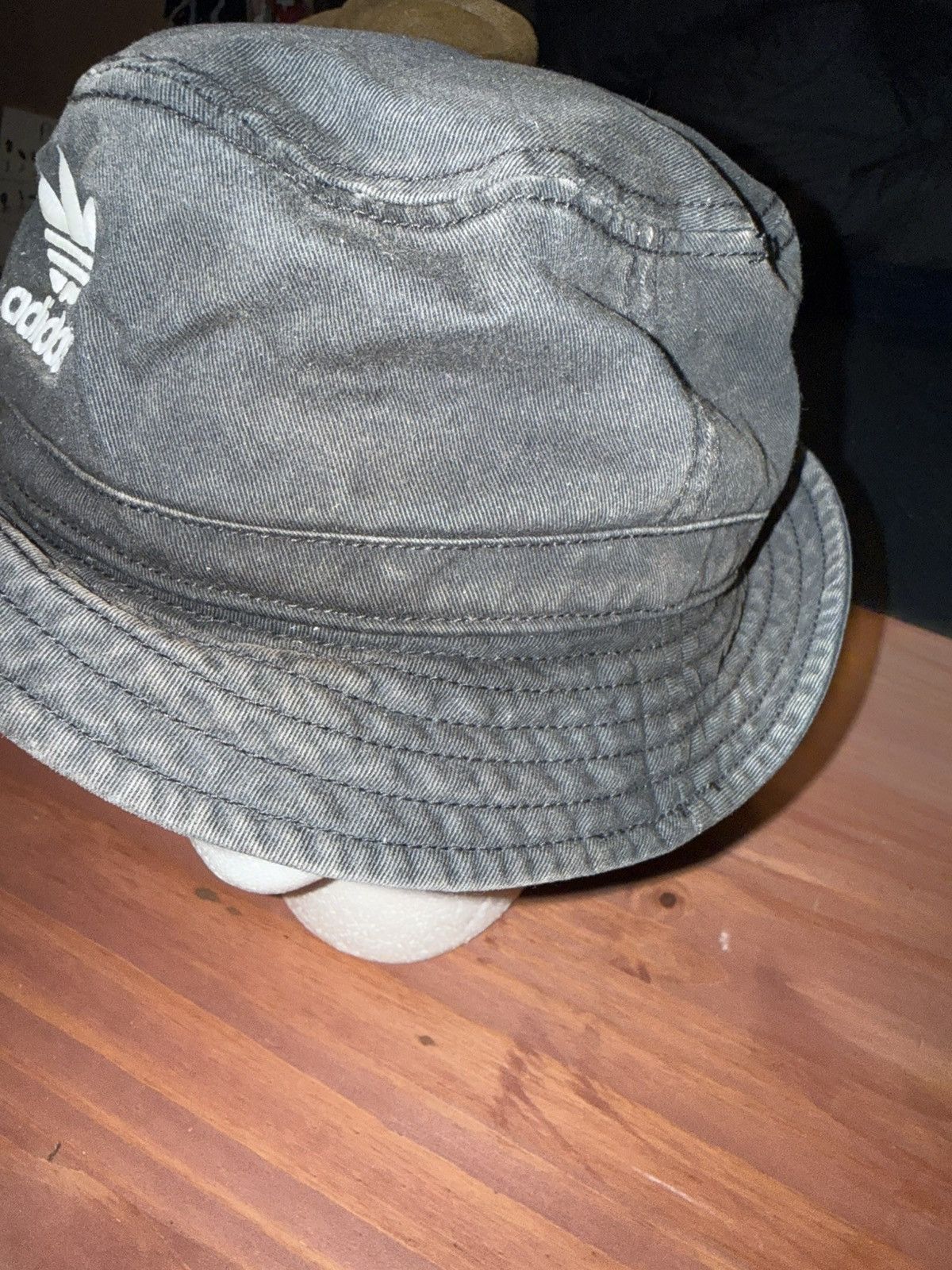 Adidas Adidas Trefoil Bucket Hat in Washed Black with White Logo OS Size ONE SIZE - 2 Thumbnail