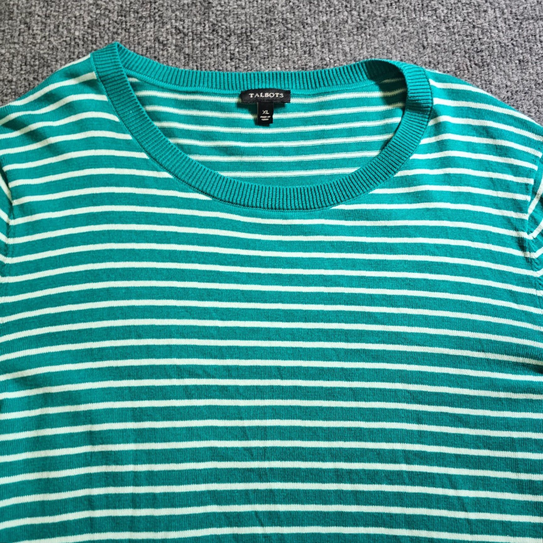 Talbots Talbots Sweater Top Womens XL Green White Stripe Tie Waist Long Sleeve Casual Size XL / US 12-14 / IT 48-50 - 2 Thumbnail