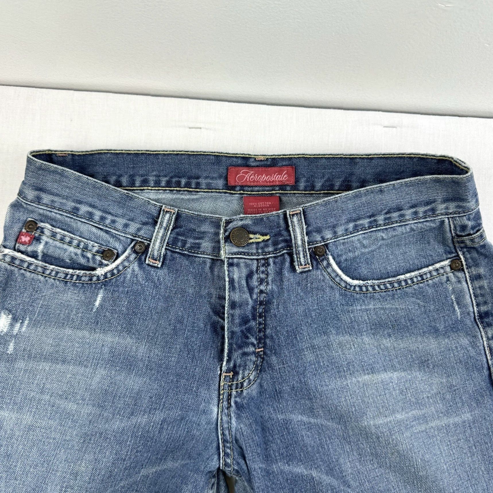 Vintage VINTAGE Aéropostale Jeans Womens Flared 3/4 Blue Grunge Y2K Retro Punk Style Denim Size 26" / US 2 / IT 38 - 5 Thumbnail