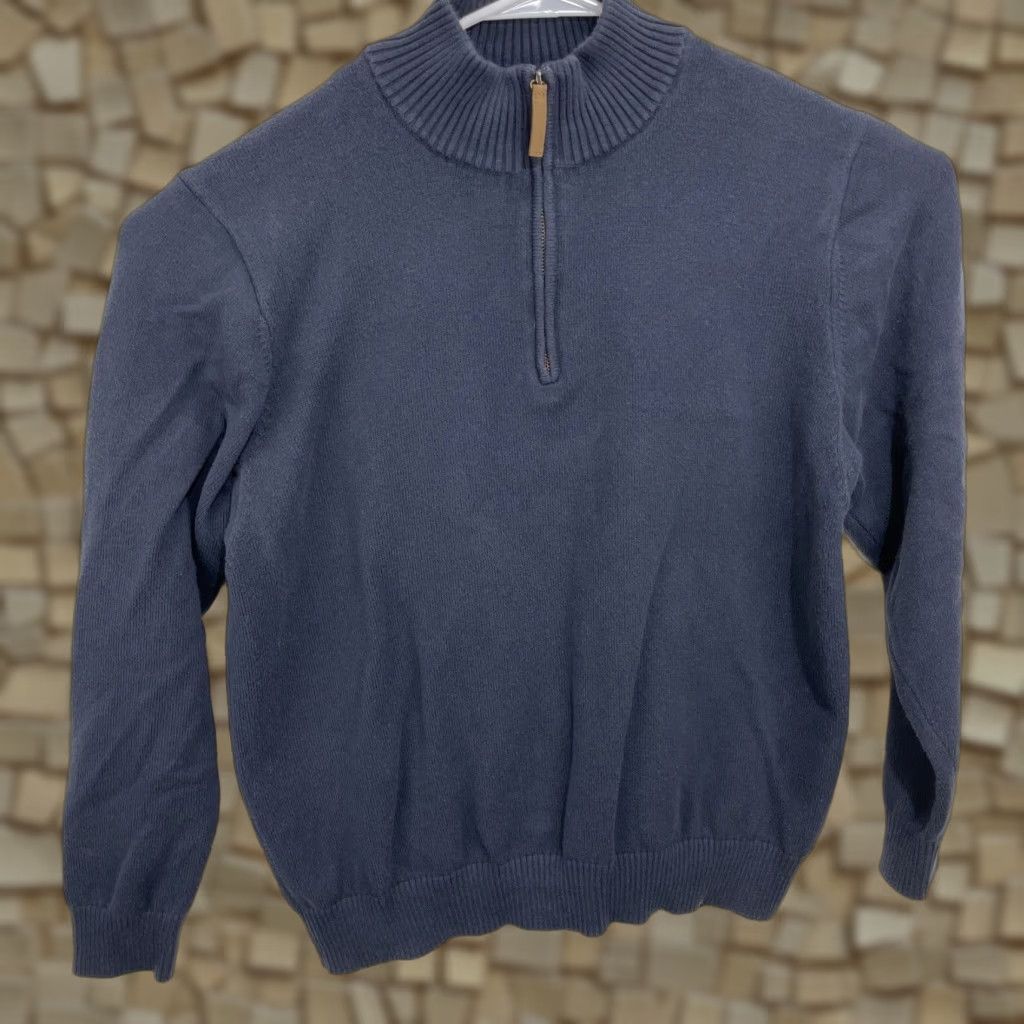 Duluth Trading Company Duluth Trading Co Large Men's Strongarm 1/4 Zip Mock Sweater Navy Cotton Blend Size US L / EU 52-54 / 3 - 1 Thumbnail