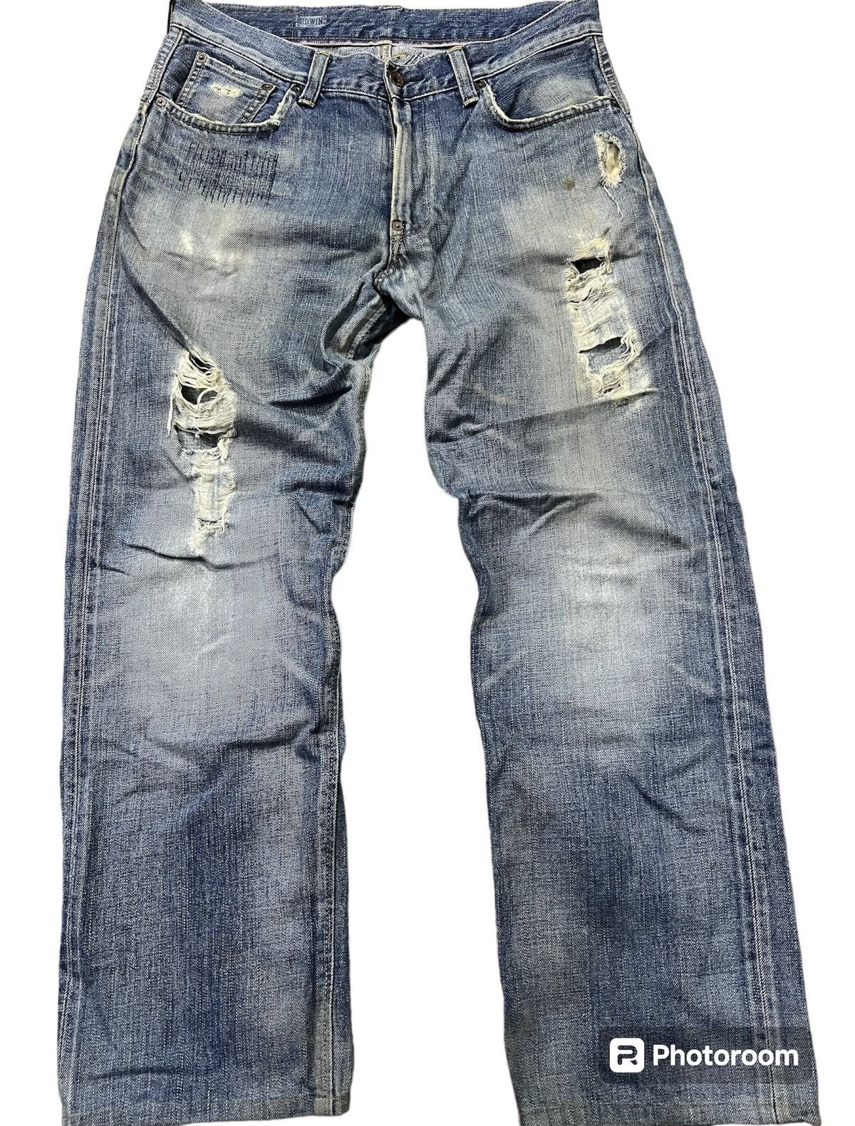 Edwin × Japanese Brand VINTAGE EDWIN HALF SELVEDGE DISTRESSED JEANS Size US 34 / EU 50 - 1 Thumbnail