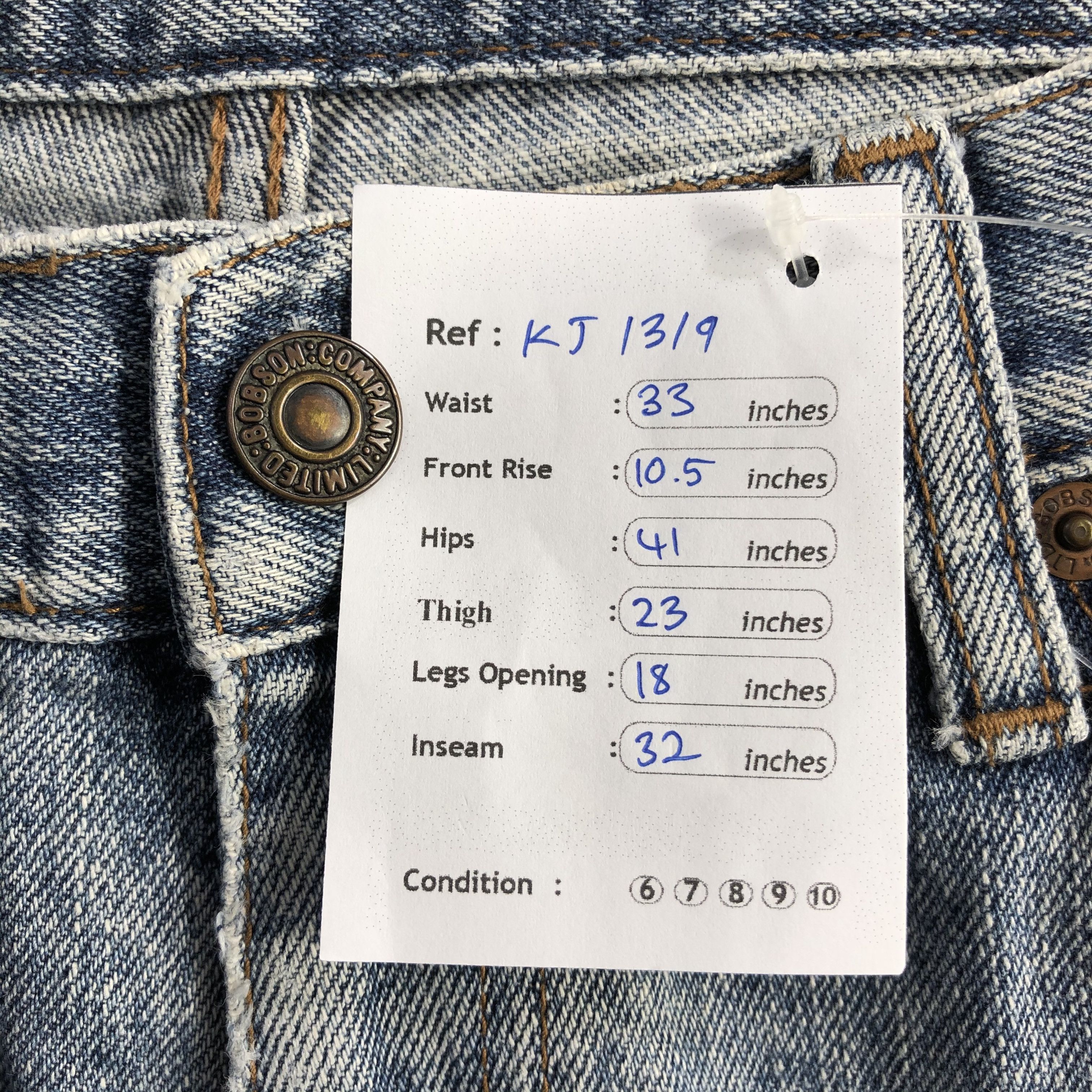 Japanese Brand Vintage Bobson Jeans Distress Medium Wash Flare Denim KJ1319 Size US 33 - 10 Thumbnail